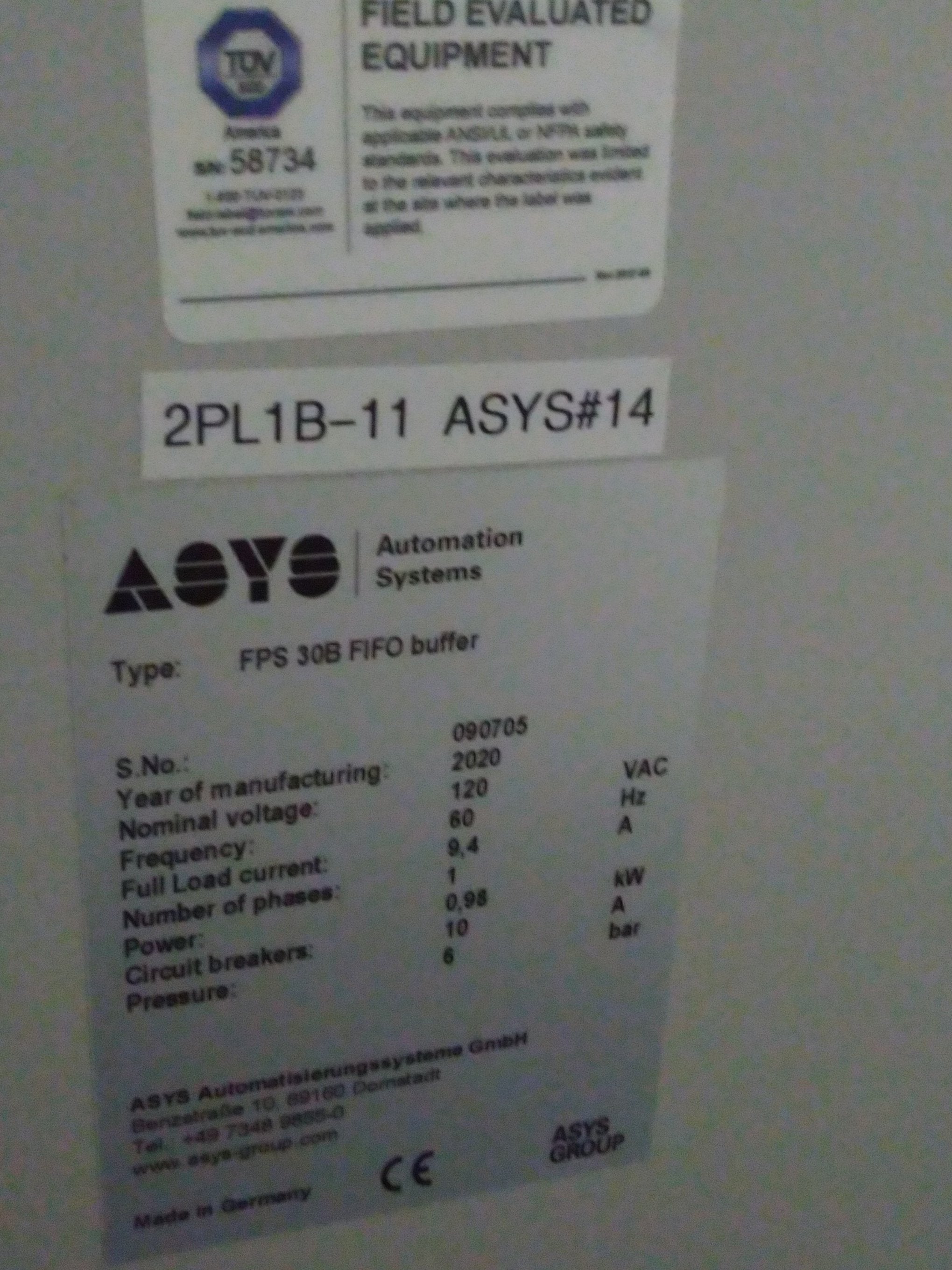 ASYS FPS 30B FIFO Buffer - Cooling 2020 # 090705