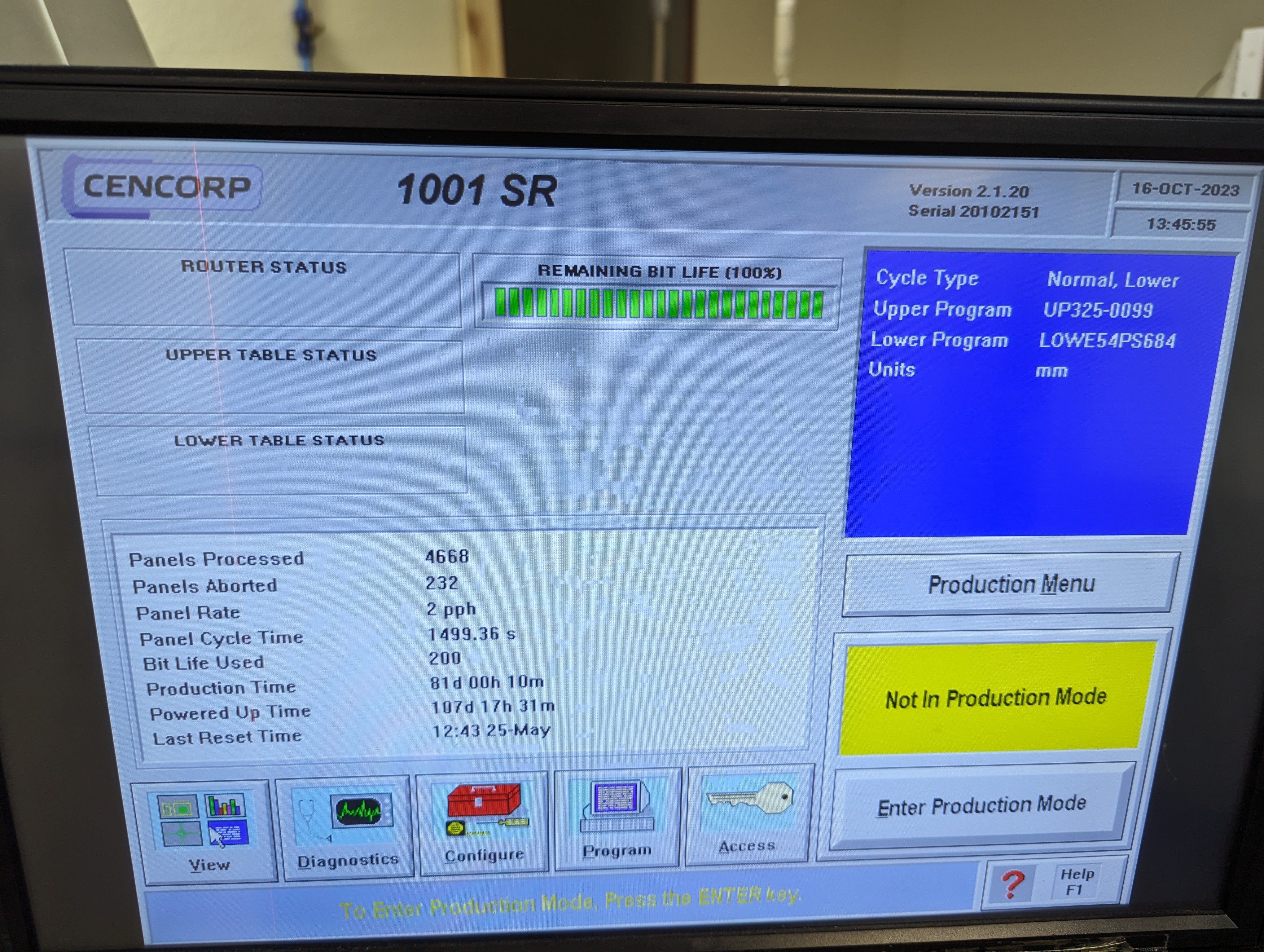 Cencorp 1001 SR PCB Router with Dust Collector