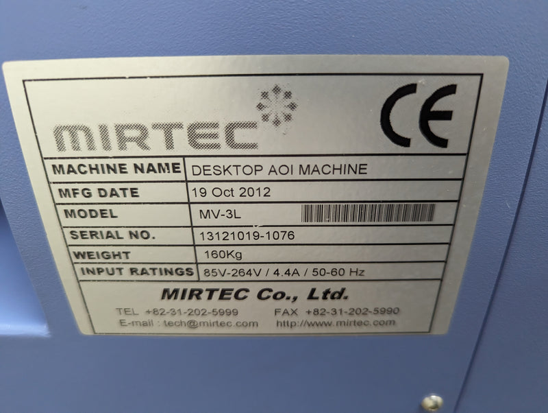 Mirtec MV-3L - 10MP 5 camera AOI Automated Inspection - 2012