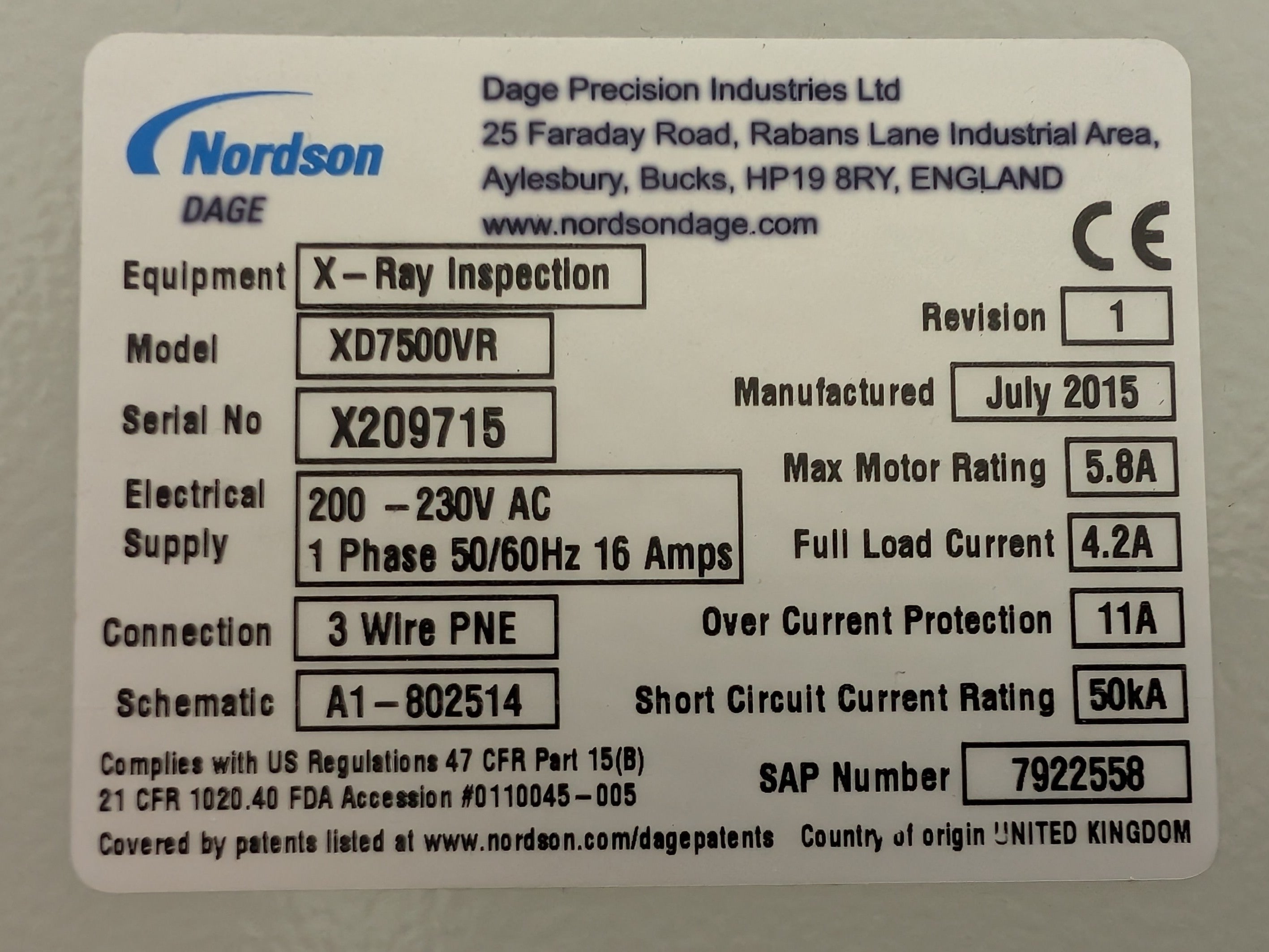 Nordson DAGE XD7500VR Jade FP 160KV X-Ray System #X209715