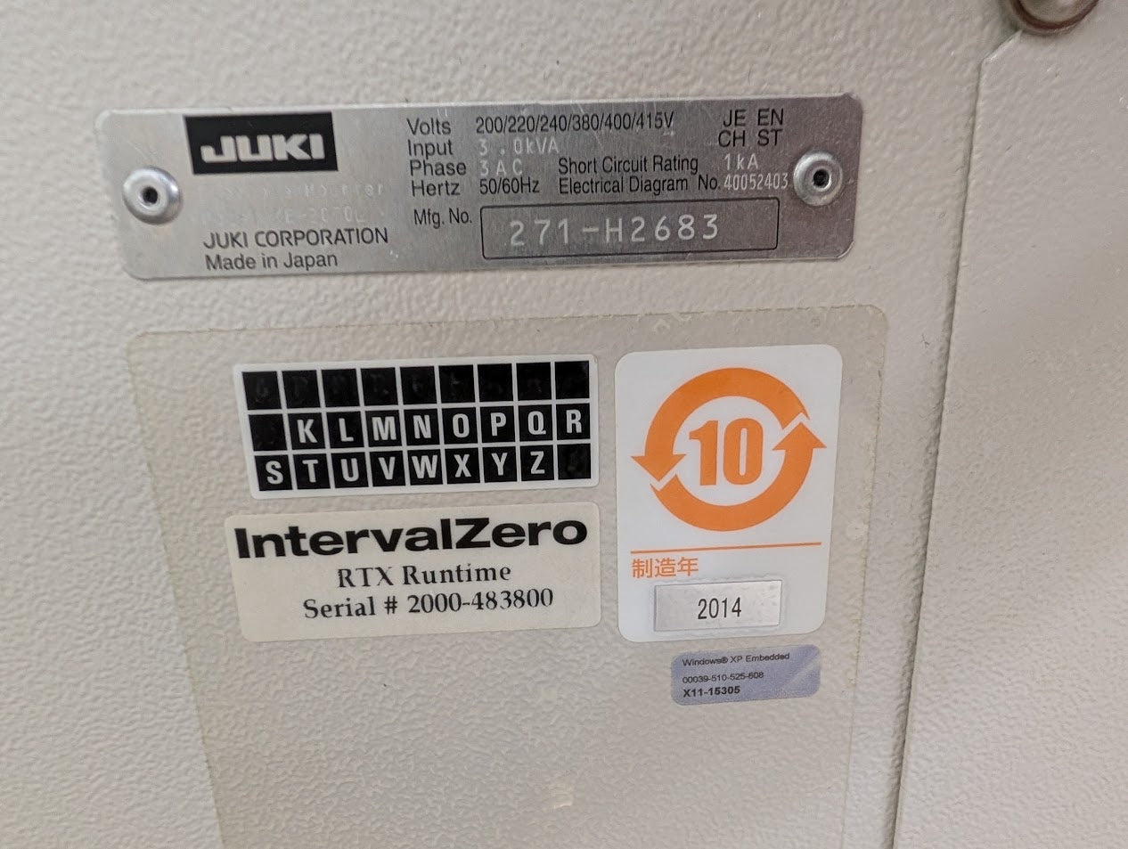 Juki KE-2070L Pick and Place 2014 w/Trolley F& R #271-H2683