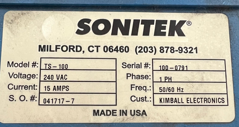 Sonitek TS-100 Heat Staking Arbor Press - Plastic welding