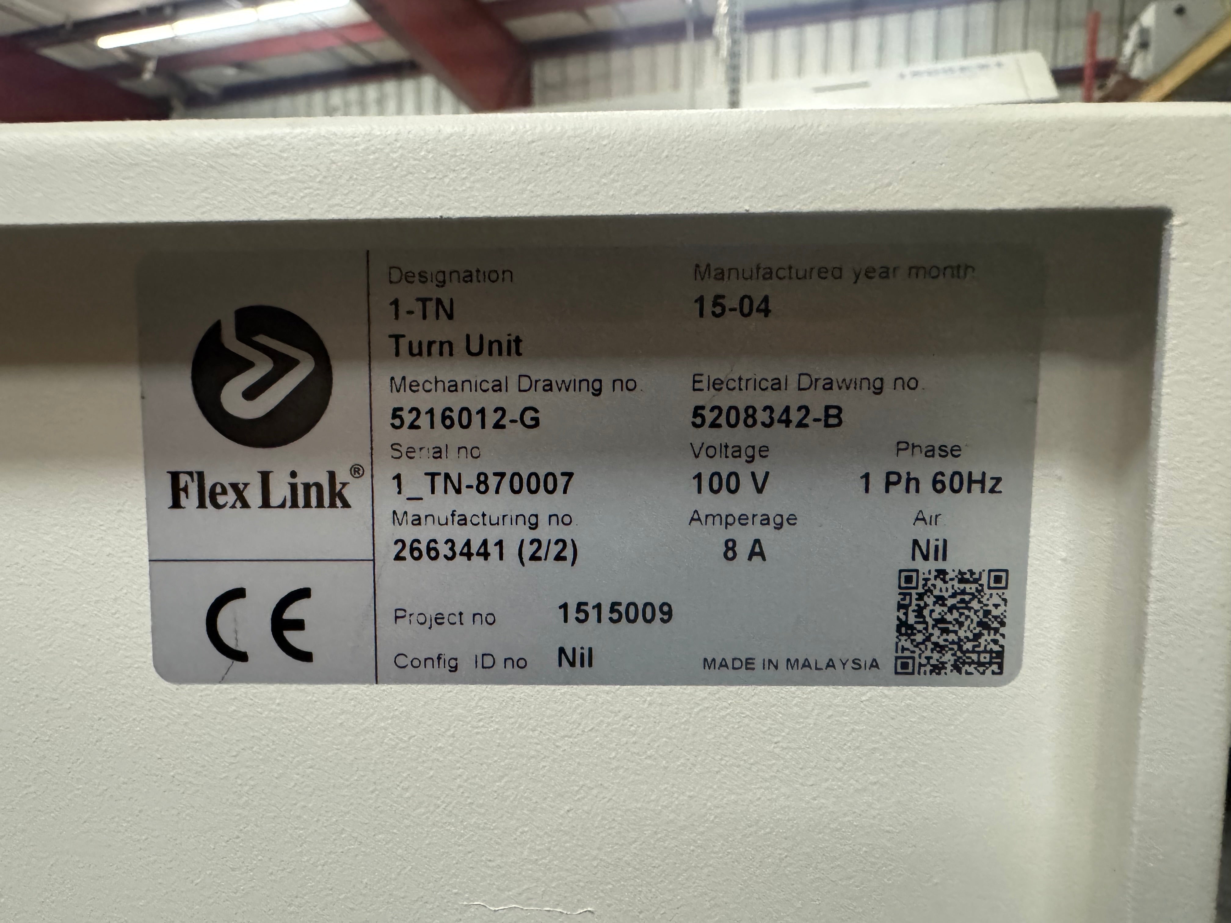 FLEXLINK 1-TN 90 degree Turn / Sorting - Pass through conveyor - Right turn