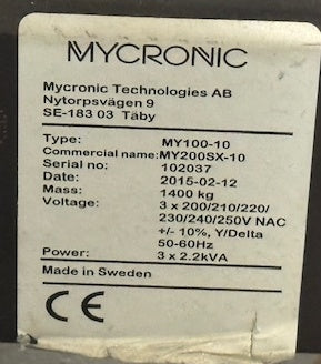 Mycronic My200 SX-10 Pick and Place #102037