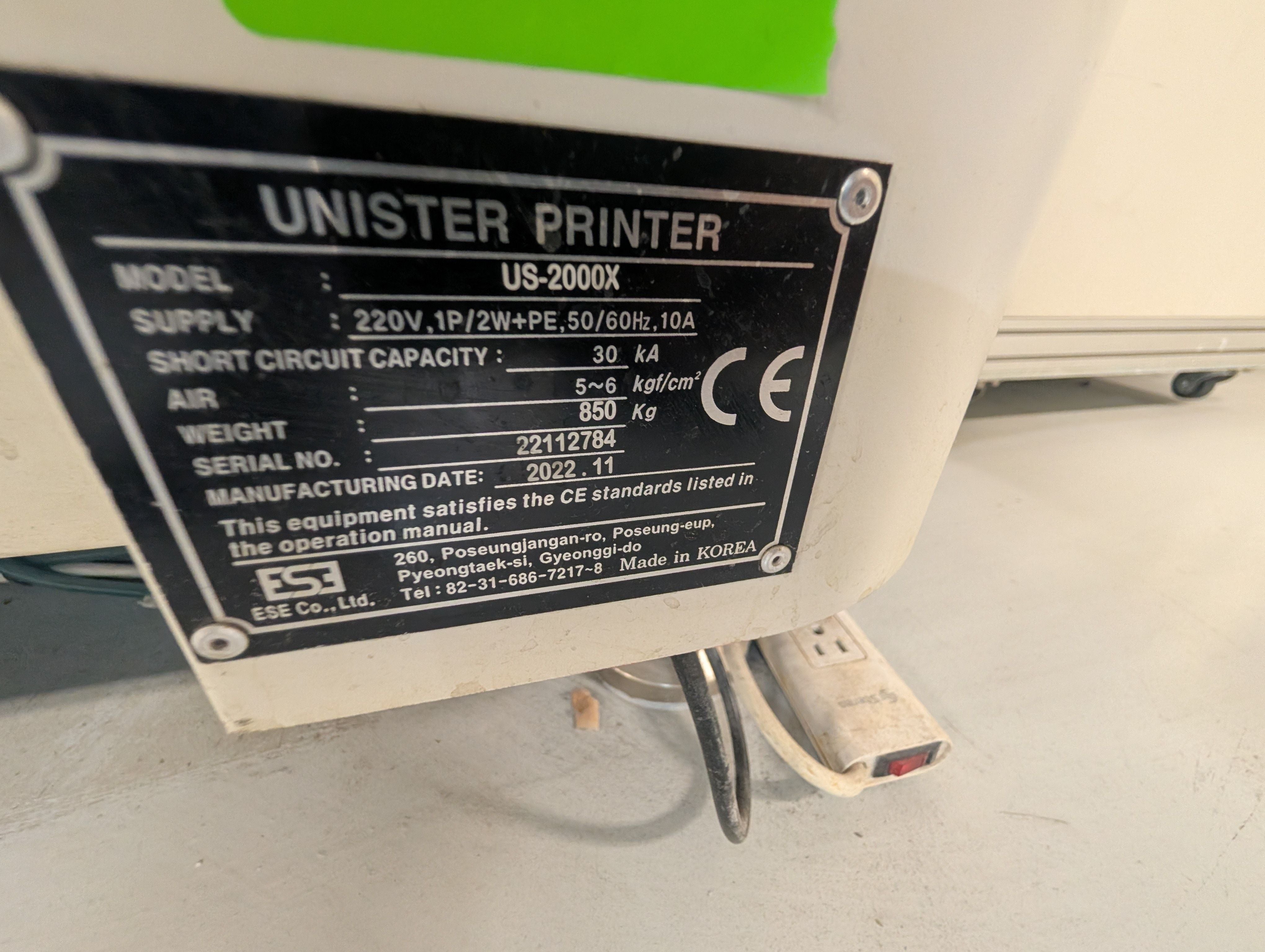 ESE US-2000X Screen Printer - 2022 #22112784 PFI 277