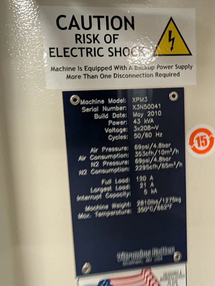 Vitronics Soltec XPM3-520 5 Zone N2 Capable Lead Free Reflow oven 208V