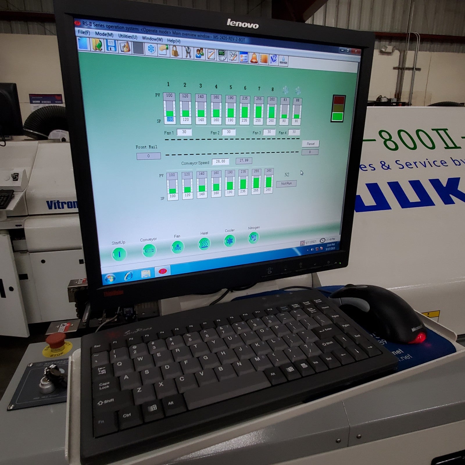 JUKI RS-800II-N 2013 8 zone Nitrogen Reflow Oven