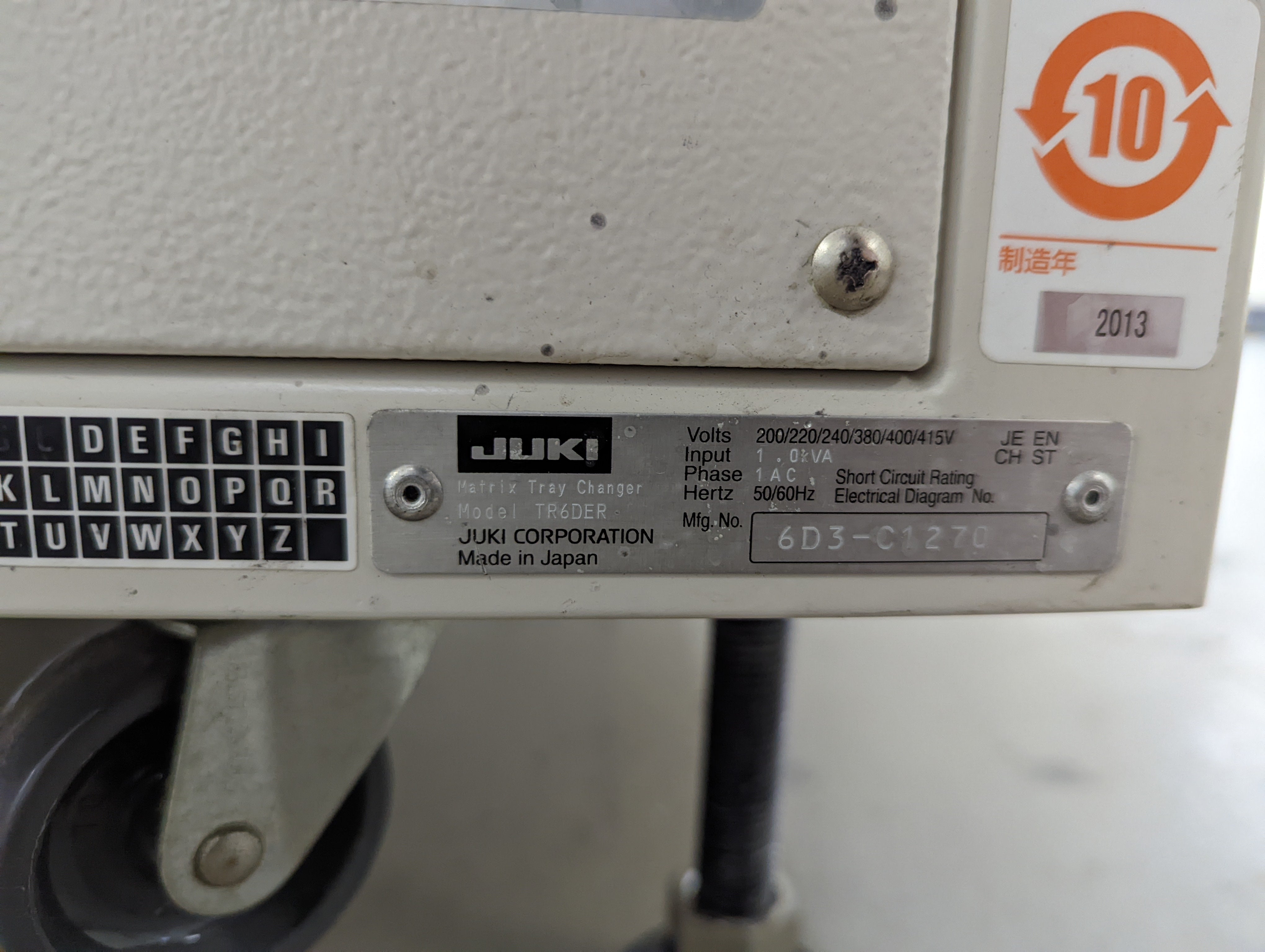 JUKI TR6DER TR6D Tray feeder used on KE-1080E and KE-2080E 2013 vintage