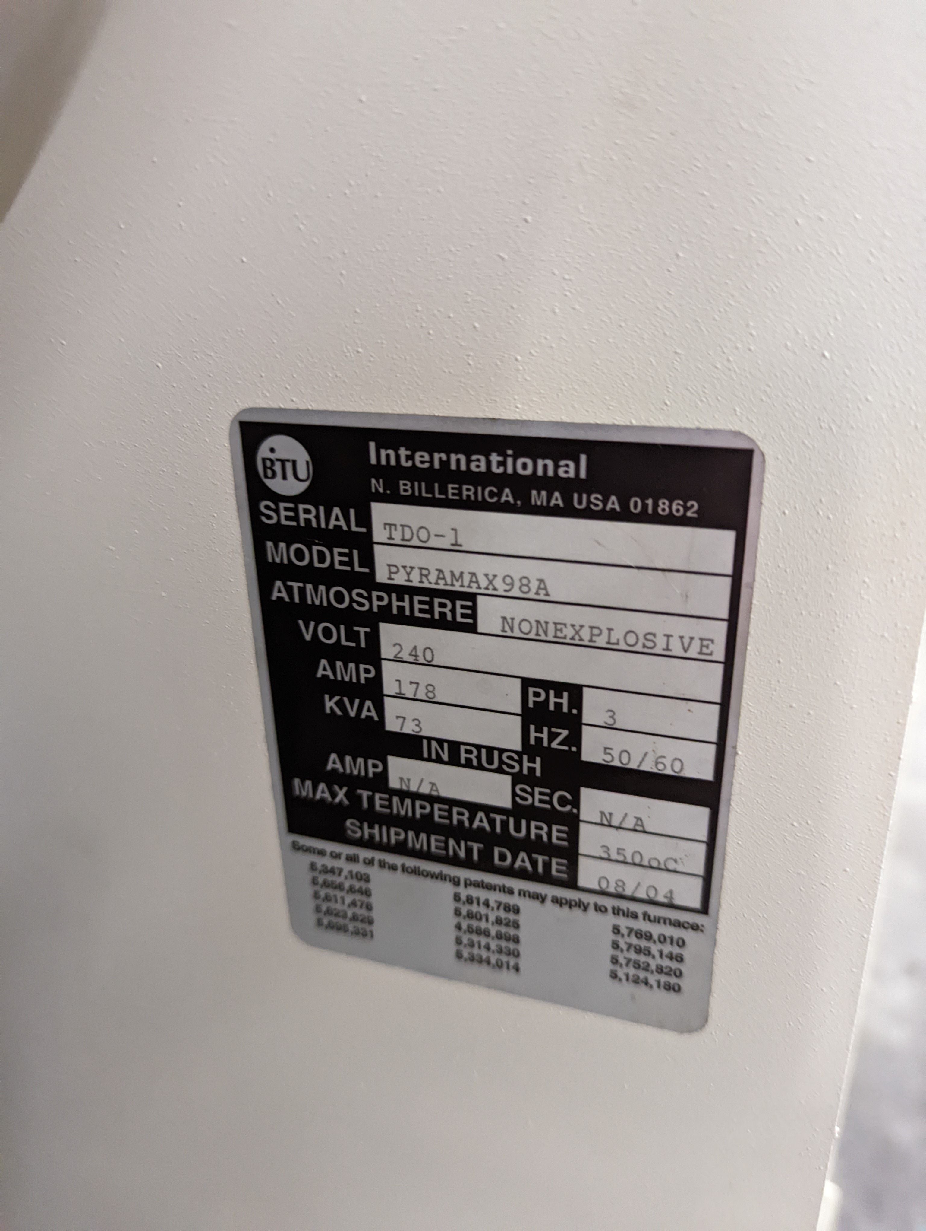 BTU Pyramax 98A 7 Zone Lead Free Reflow Oven - 240V