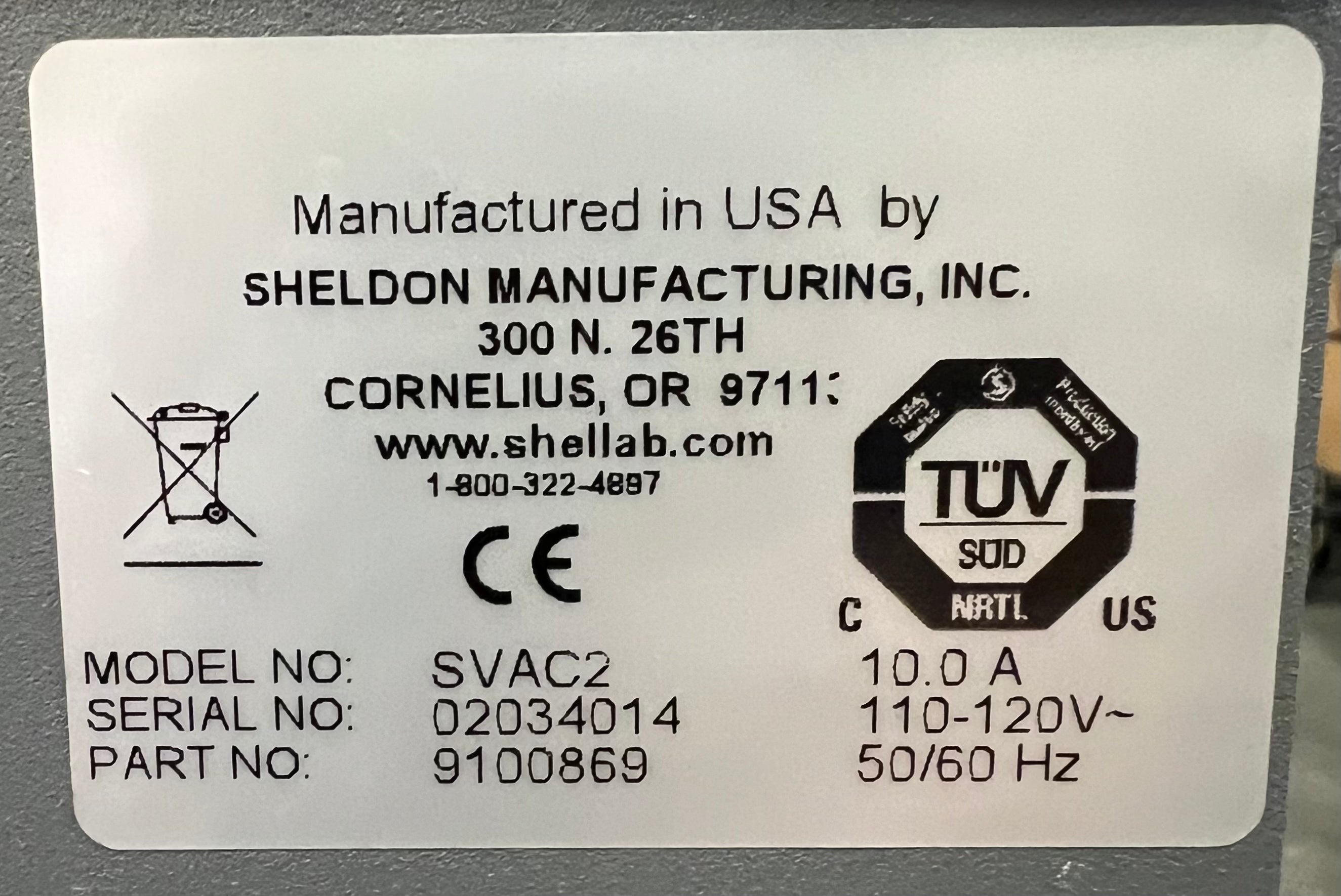 Shel Lab Model SVAC2 Vacuum oven 1.7 Cu. Ft 210C