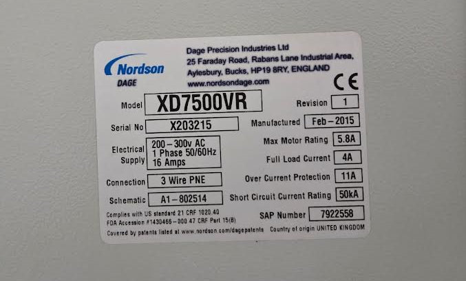 Nordson DAGE XD7500VR Jade FP 160KV X-Ray System #X203215