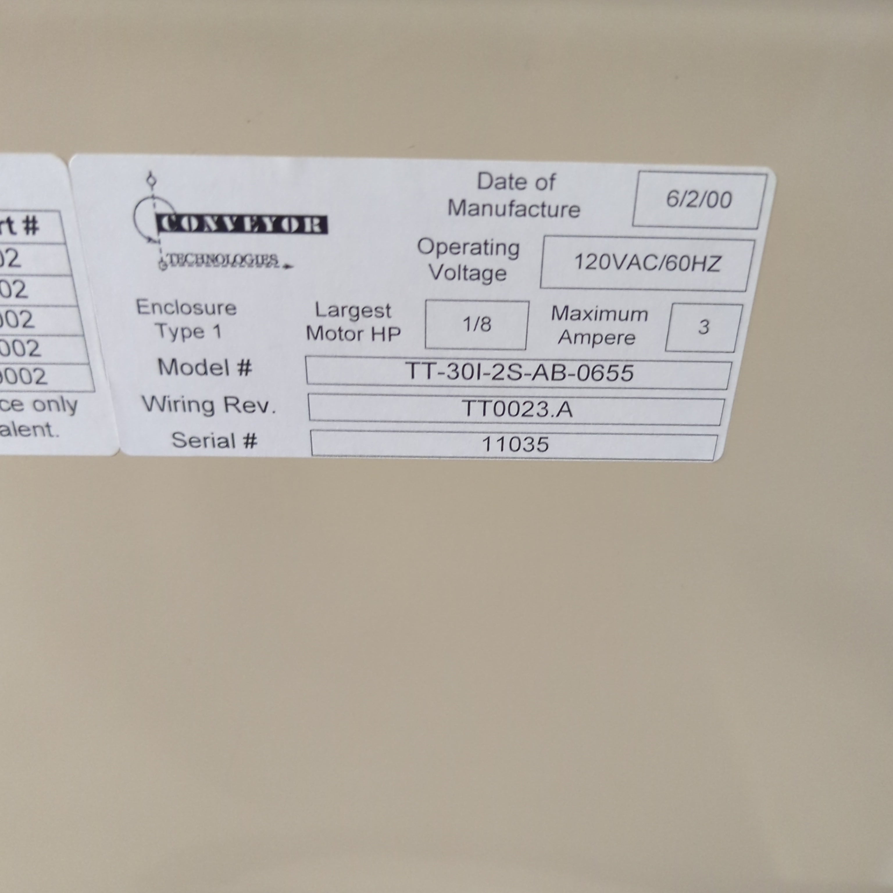 CTI Conveyor Technology TT-301 90 degree right hand turn conveyor