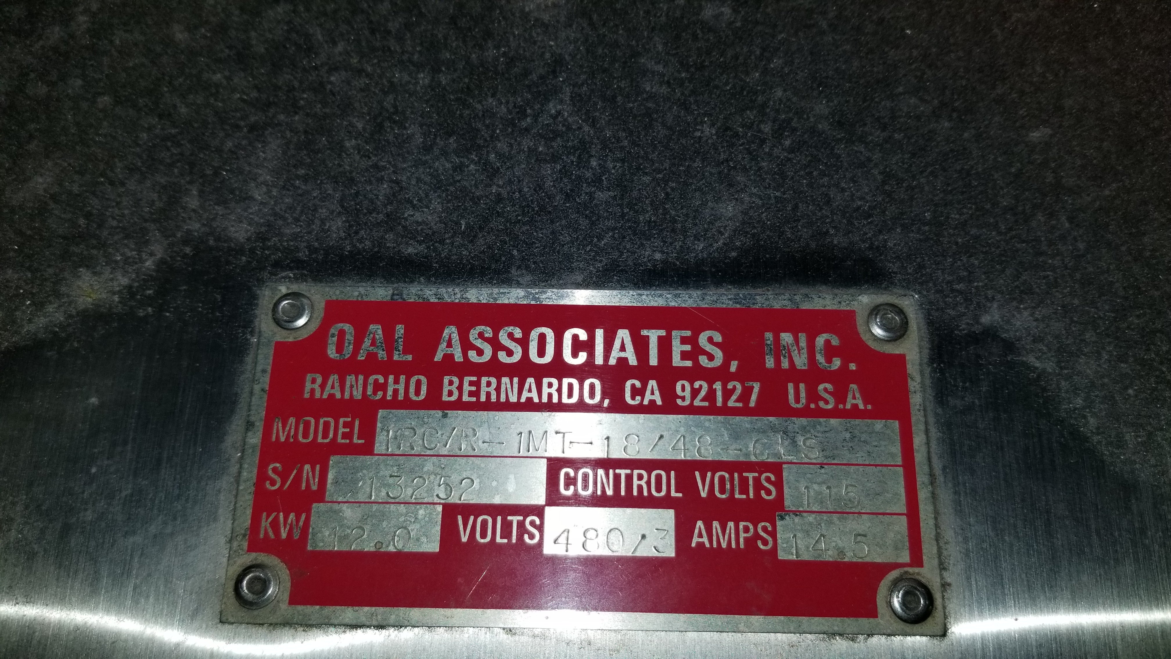 OAL Associates IRC/R-1MT-18/48-6LS Head Shrink Tunnel Oven