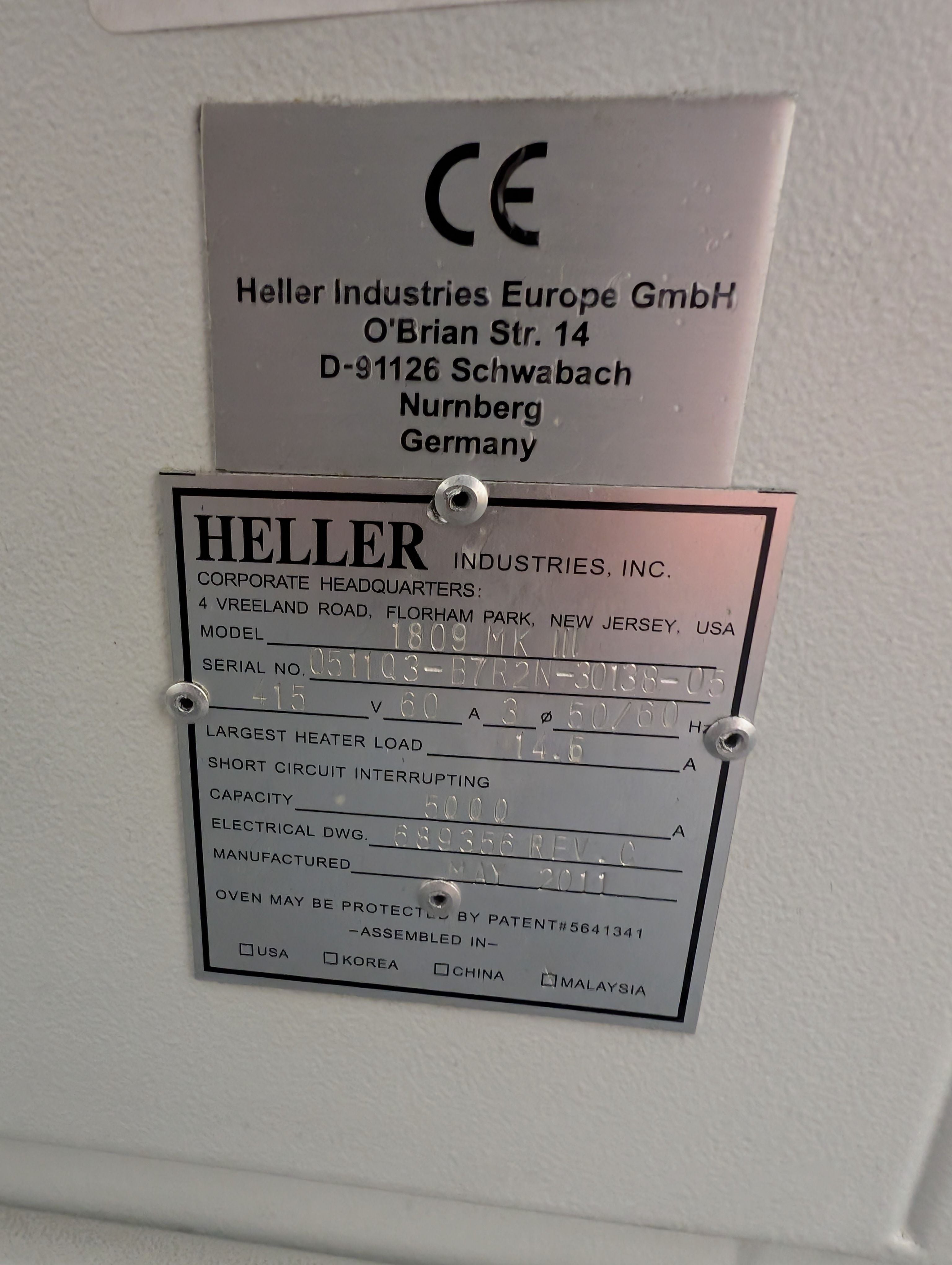 Heller Industries 1809MKIII 9 Zone Lead Free Reflow Oven - 2011 #30138-05