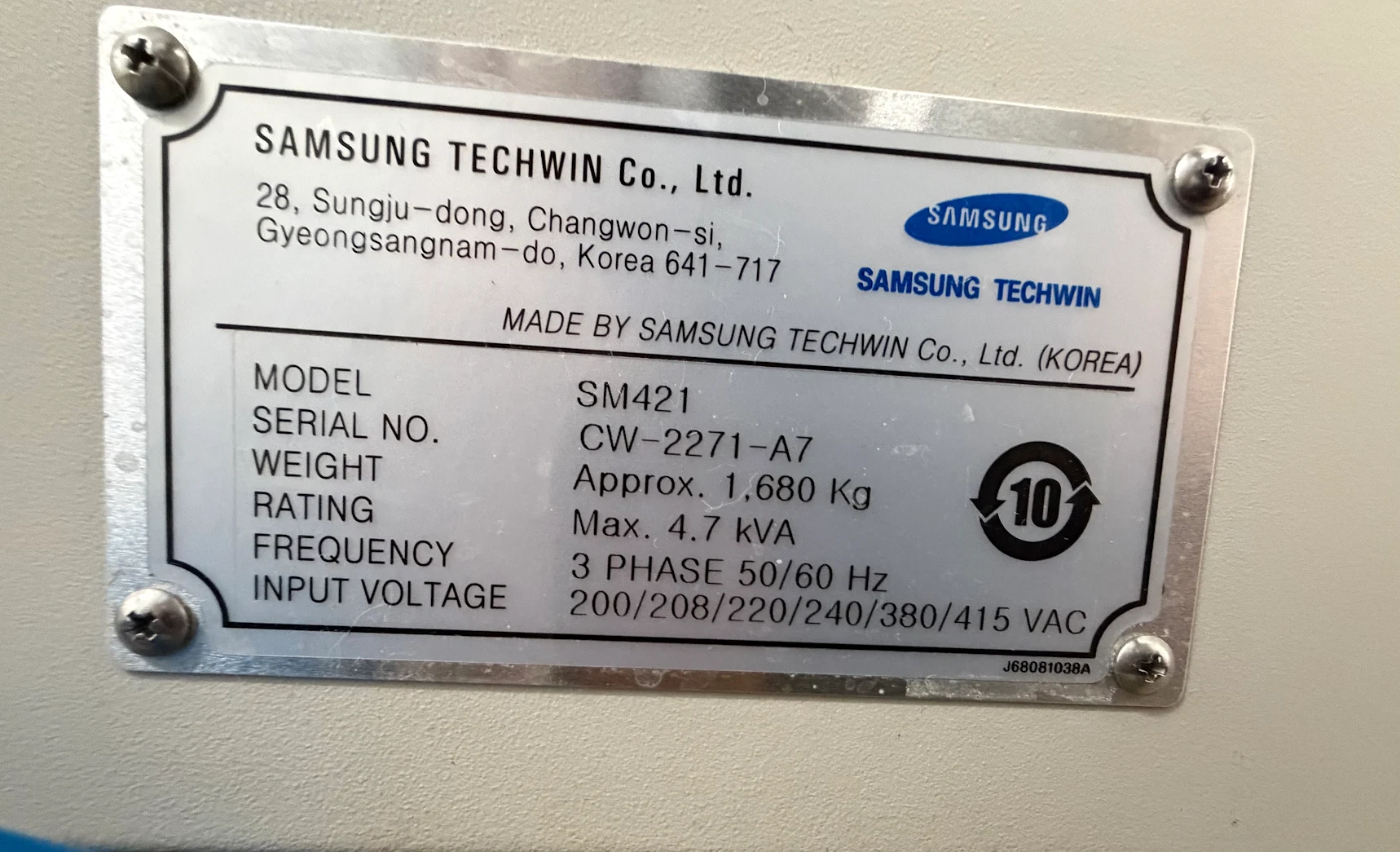 Hanwha Samsung SM421 Placement Machine #CW-2271-A7