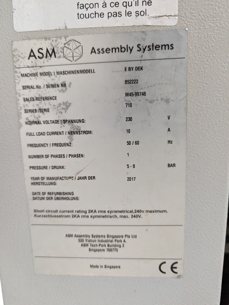 ASM E by DEK In-line Screen Printer - 2017 - Long board