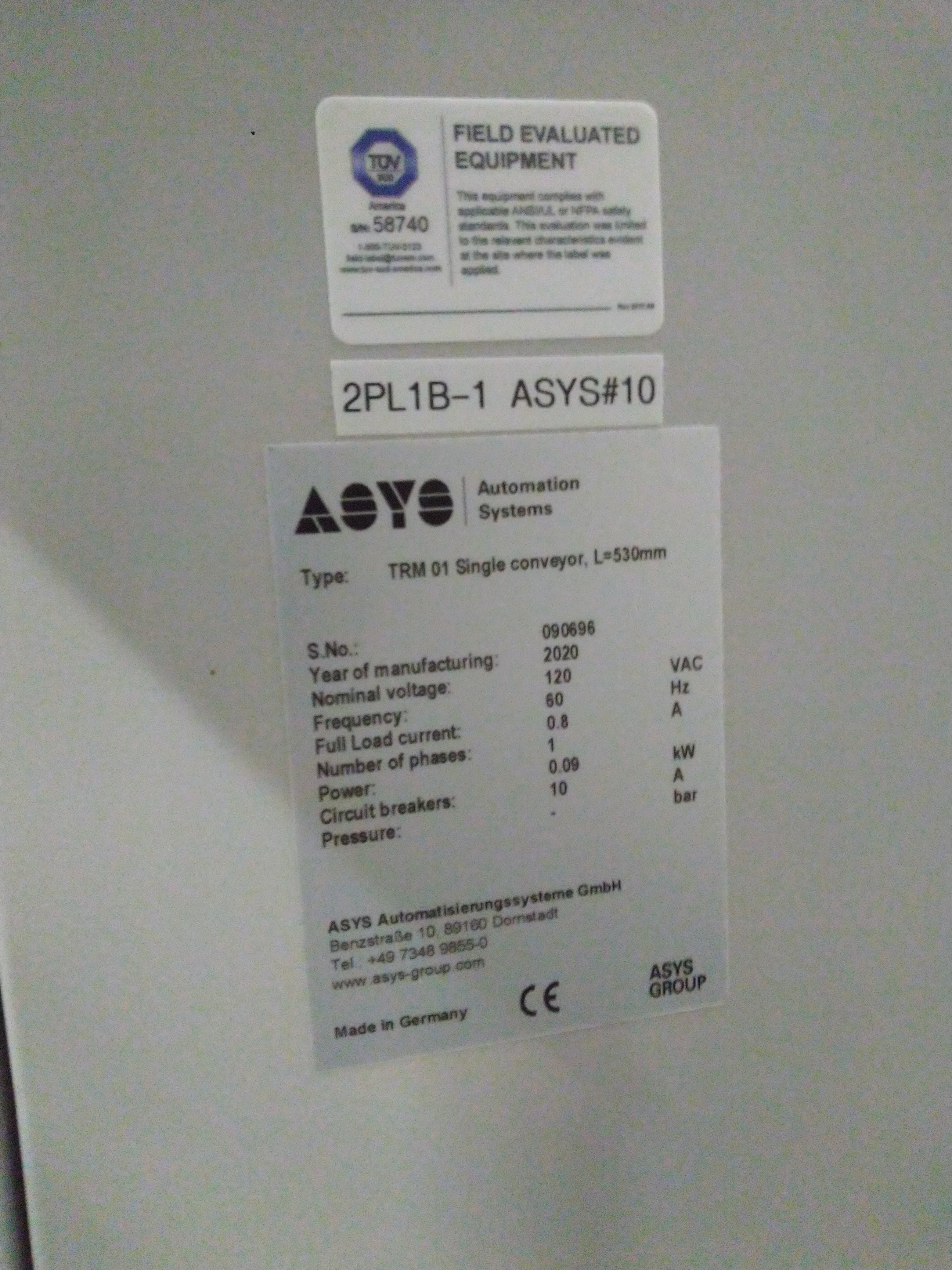 ASYS Vego Dynamic TRM 01 Transfer Conveyor Length 530mm #090696