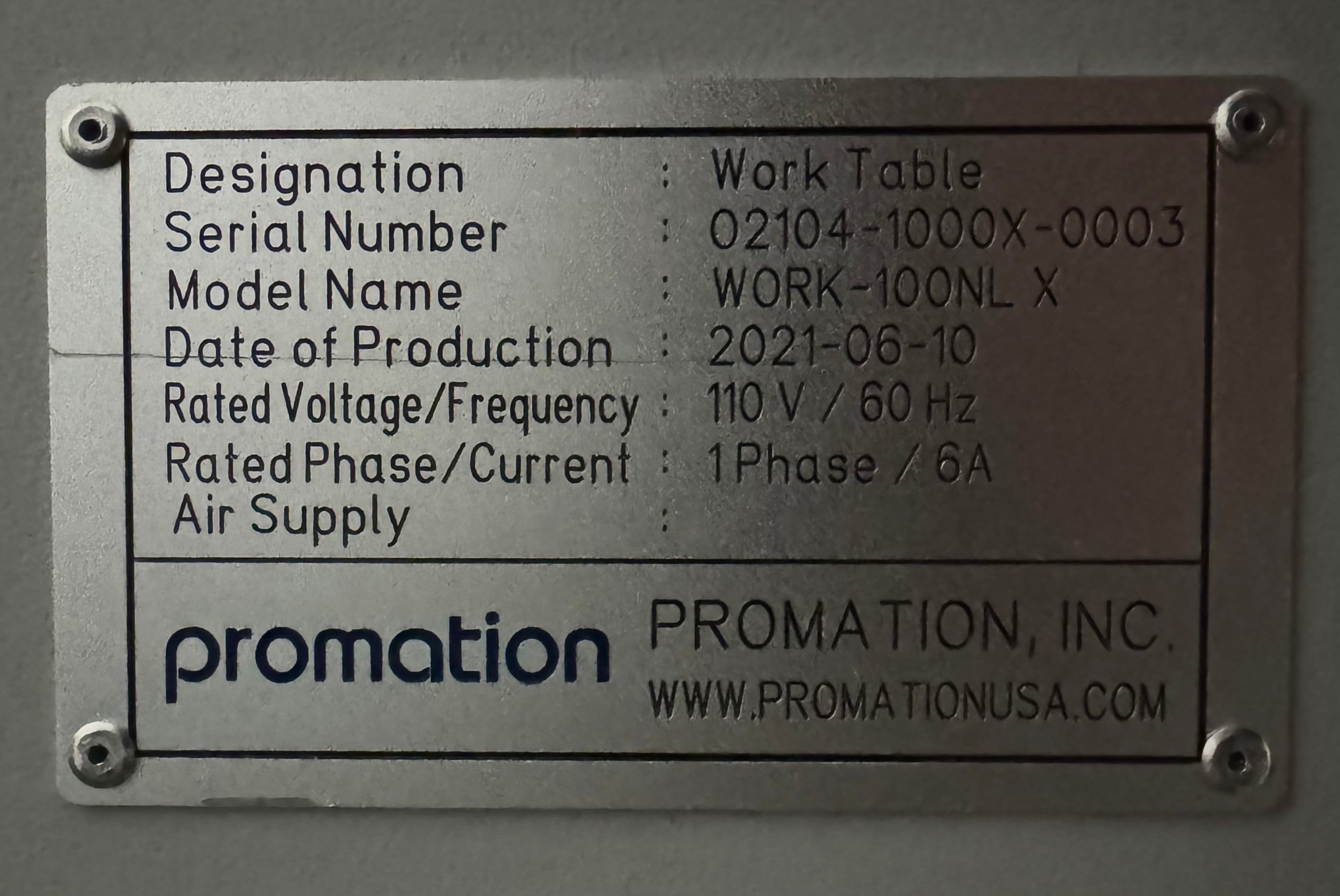 PROMATION WORK-100NL X 1M Work Station conveyor
