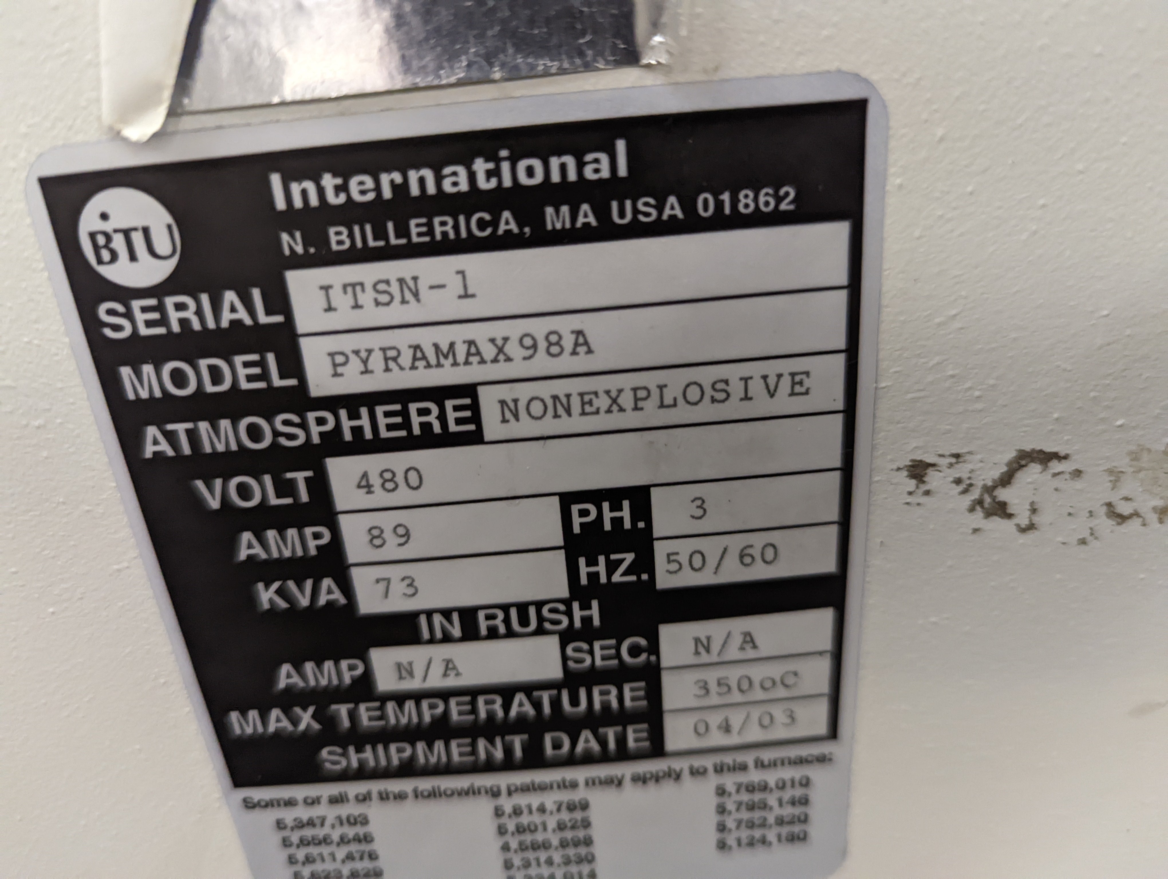 BTU Pyramax 98A Lead Free reflow oven 7 zone 480V