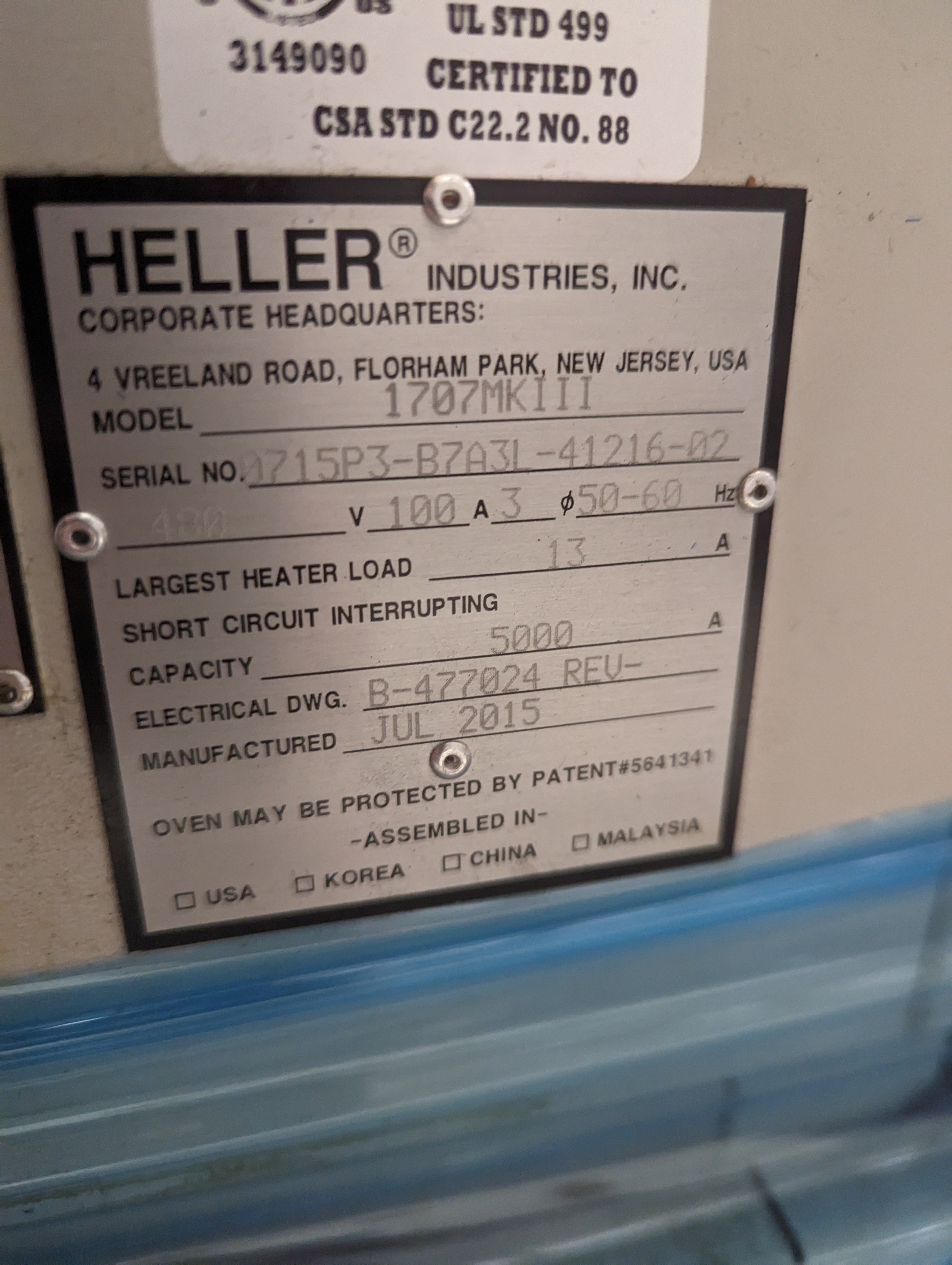 Heller 1707MK3 2015 7 Zone Reflow oven - LF, 480V # 41216-02