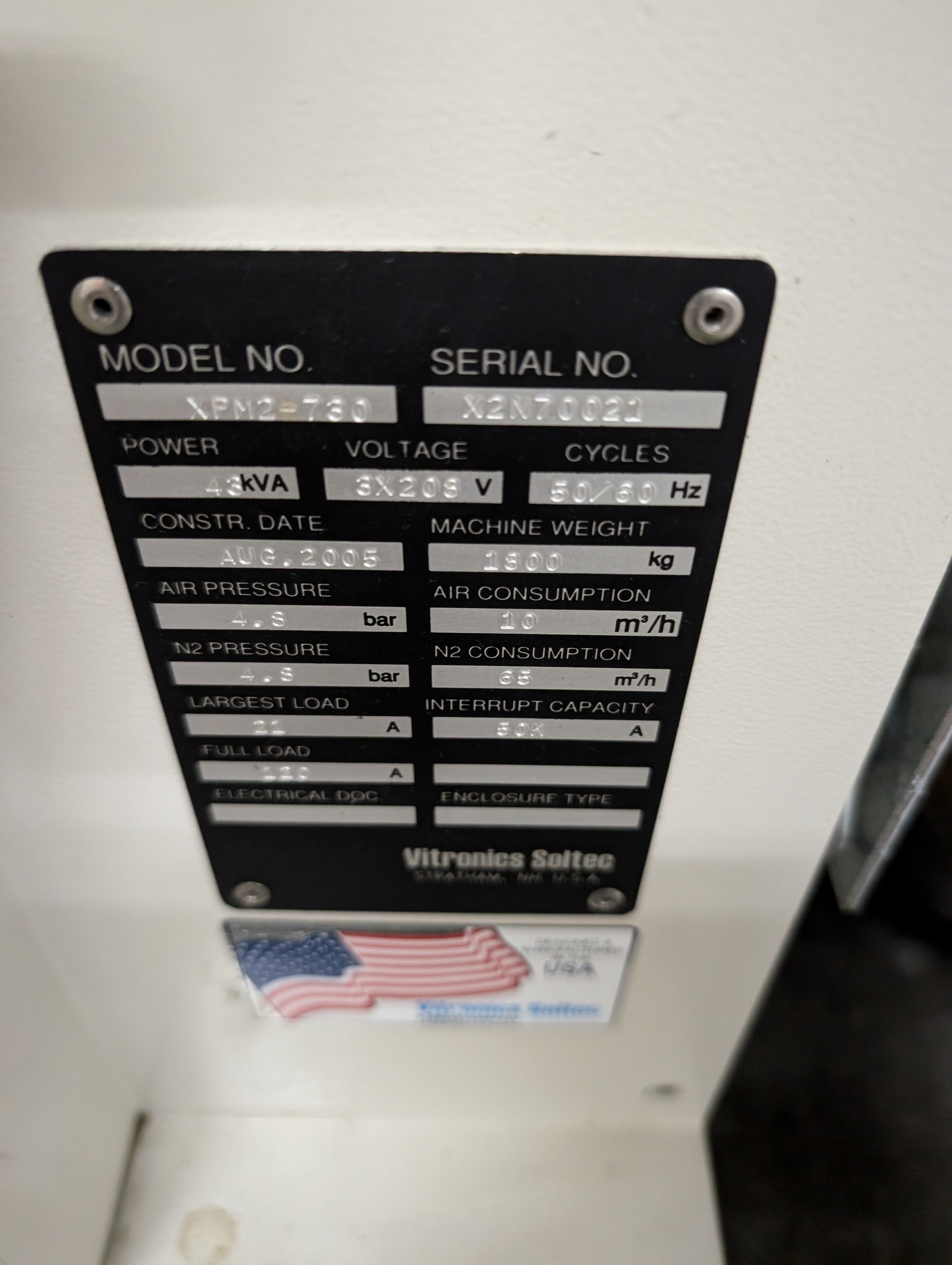 Vitronics Soltec XPM2-730 7 Zone Lead Free Reflow oven 208V