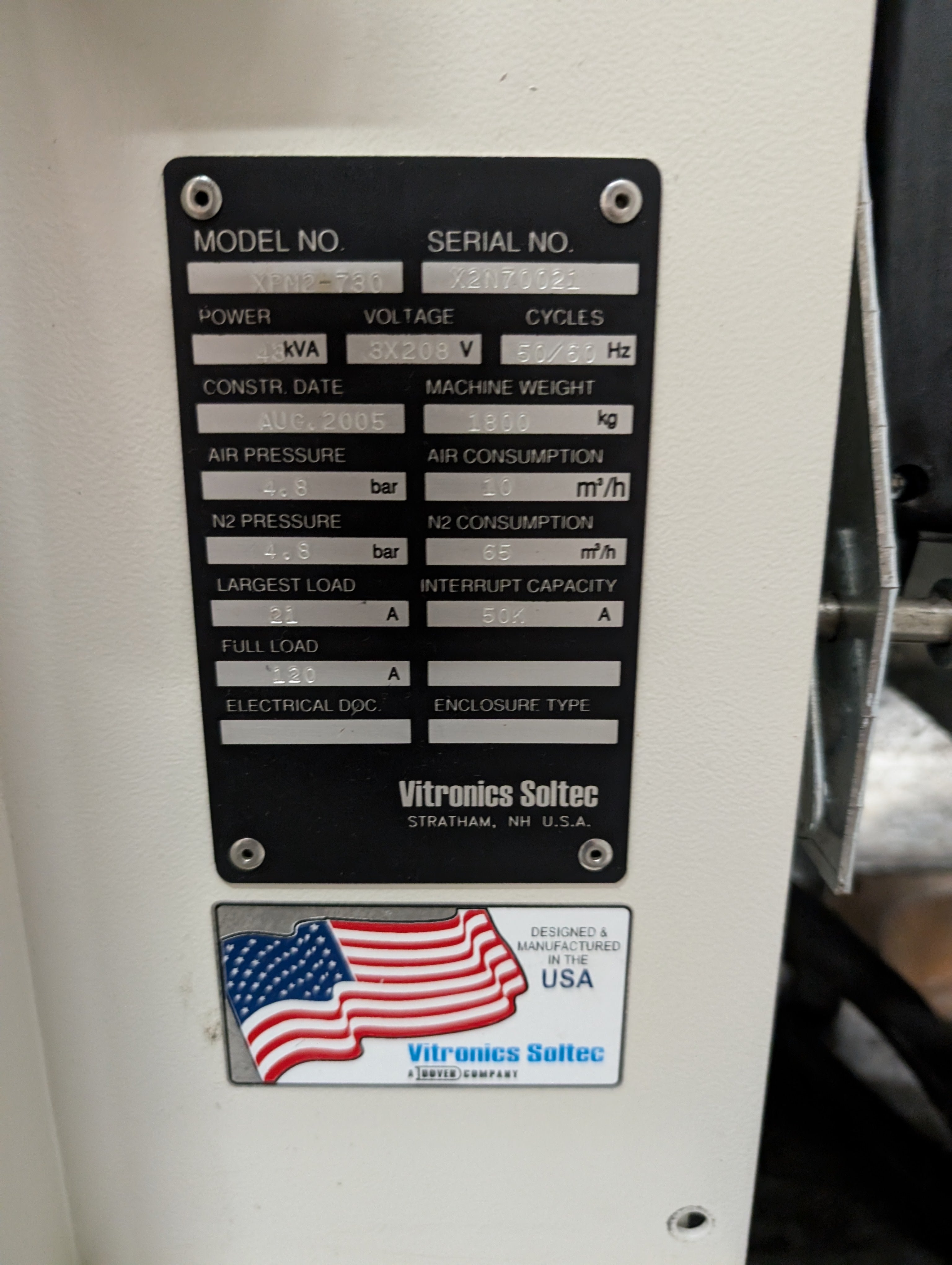 Vitronics Soltec XPM2-730 7 Zone Lead Free Reflow oven 208V