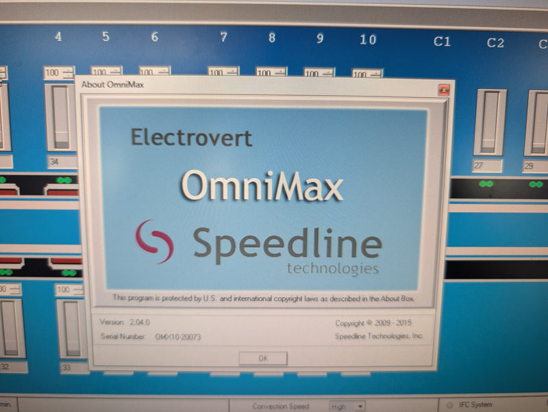 Electrovert Speedline OmniMax 10 Zone Lead free Reflow oven -2012 - Windows 7