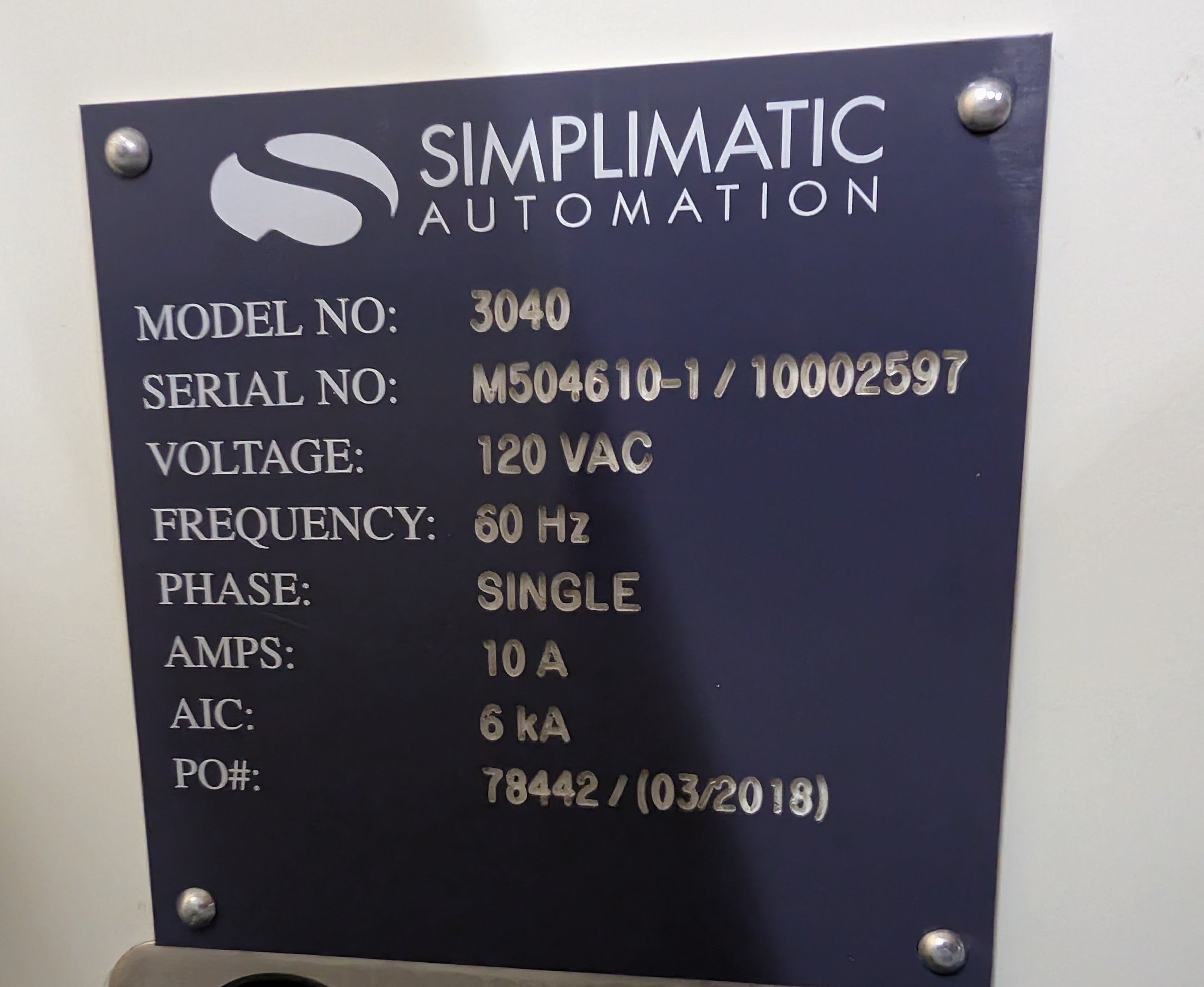 Simplimatic Automation 3040 90 Degree turn conveyor (right hand turn) 2018 #10002597