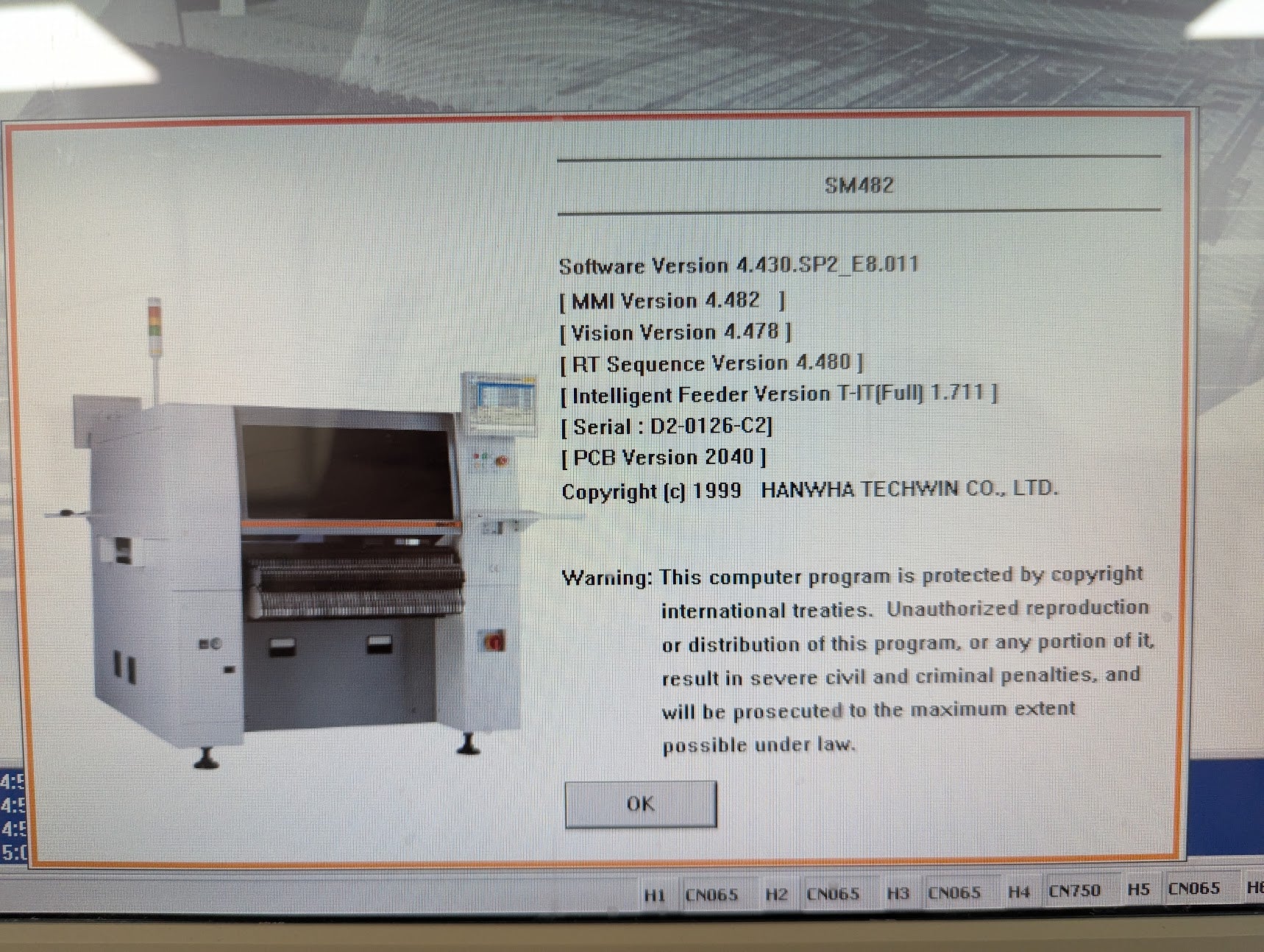 Hanwha Samsung SM482 Flexible placement Machine #D2-0126-C2 - PENDING