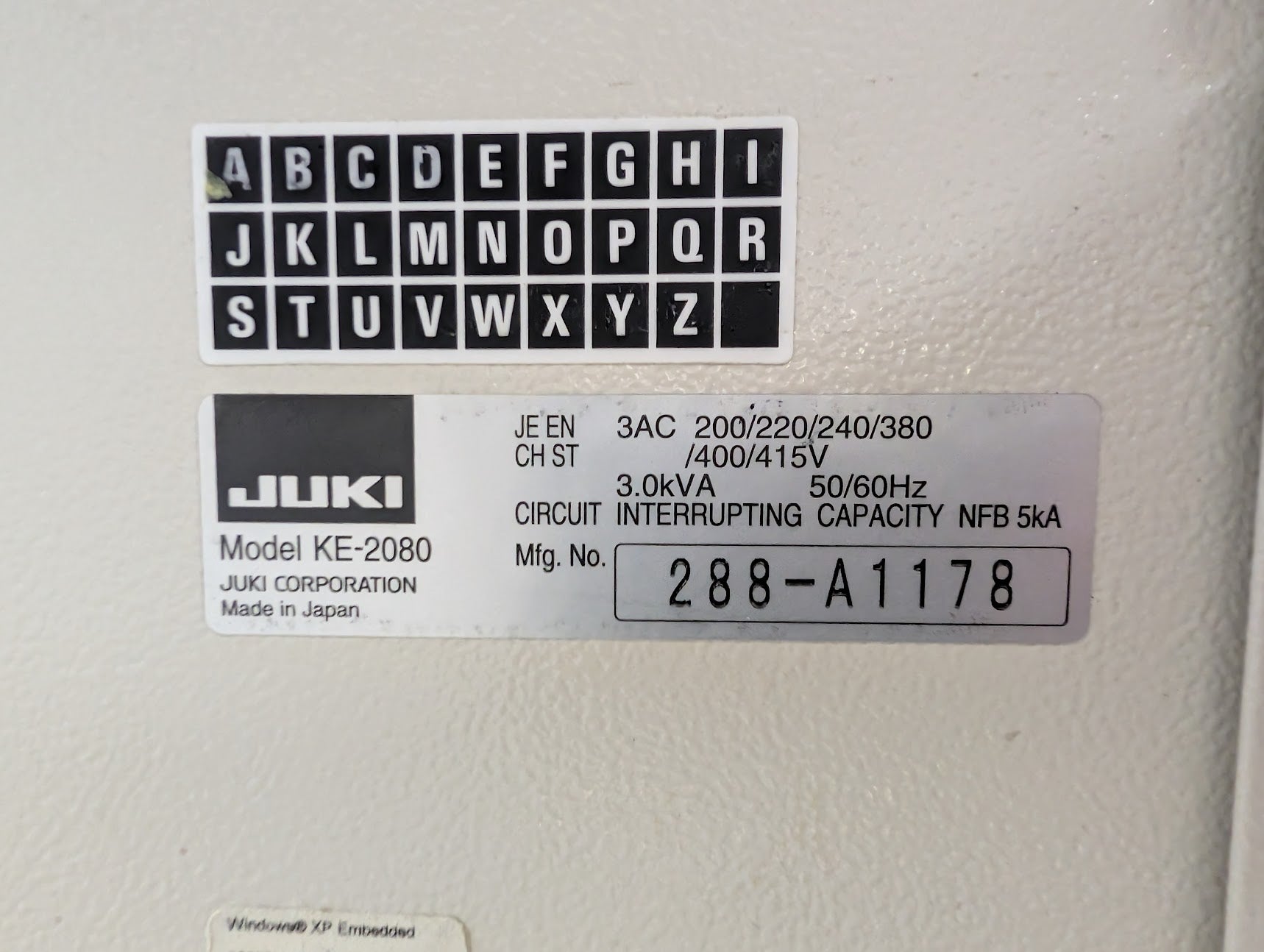 JUKI KE-2080E Fine Pitch Pick and Place w/ TR6 #288-A1178