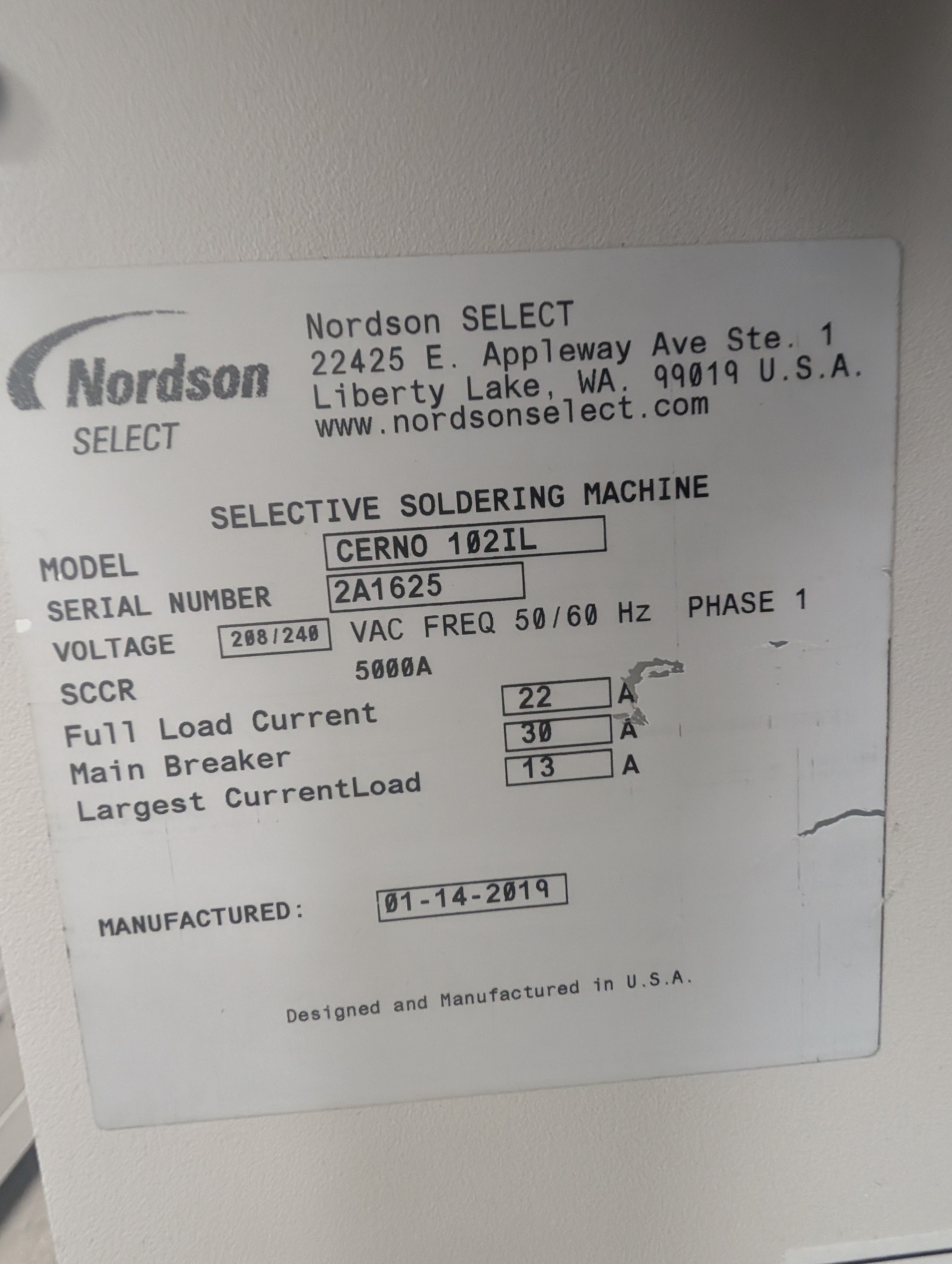 Nordson Select Cerno 102IL Inline Selective Solder - Dual Nozzle