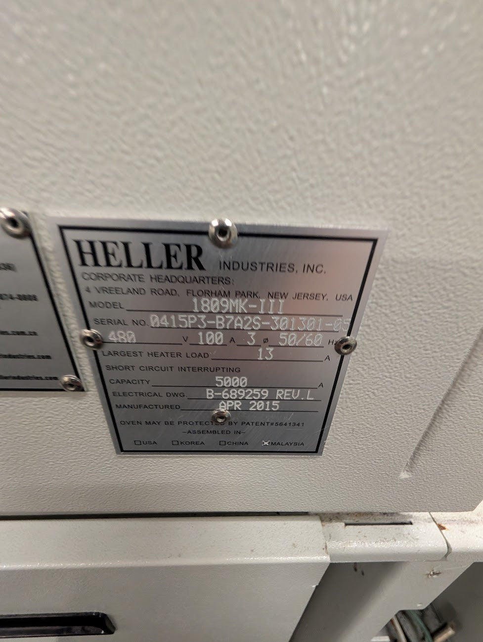 Heller 1809MKIII 9 zone lead free reflow oven - Right to Left - 2015 480V