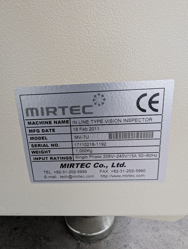 Mirtec MV-7U In line AOI - 2011