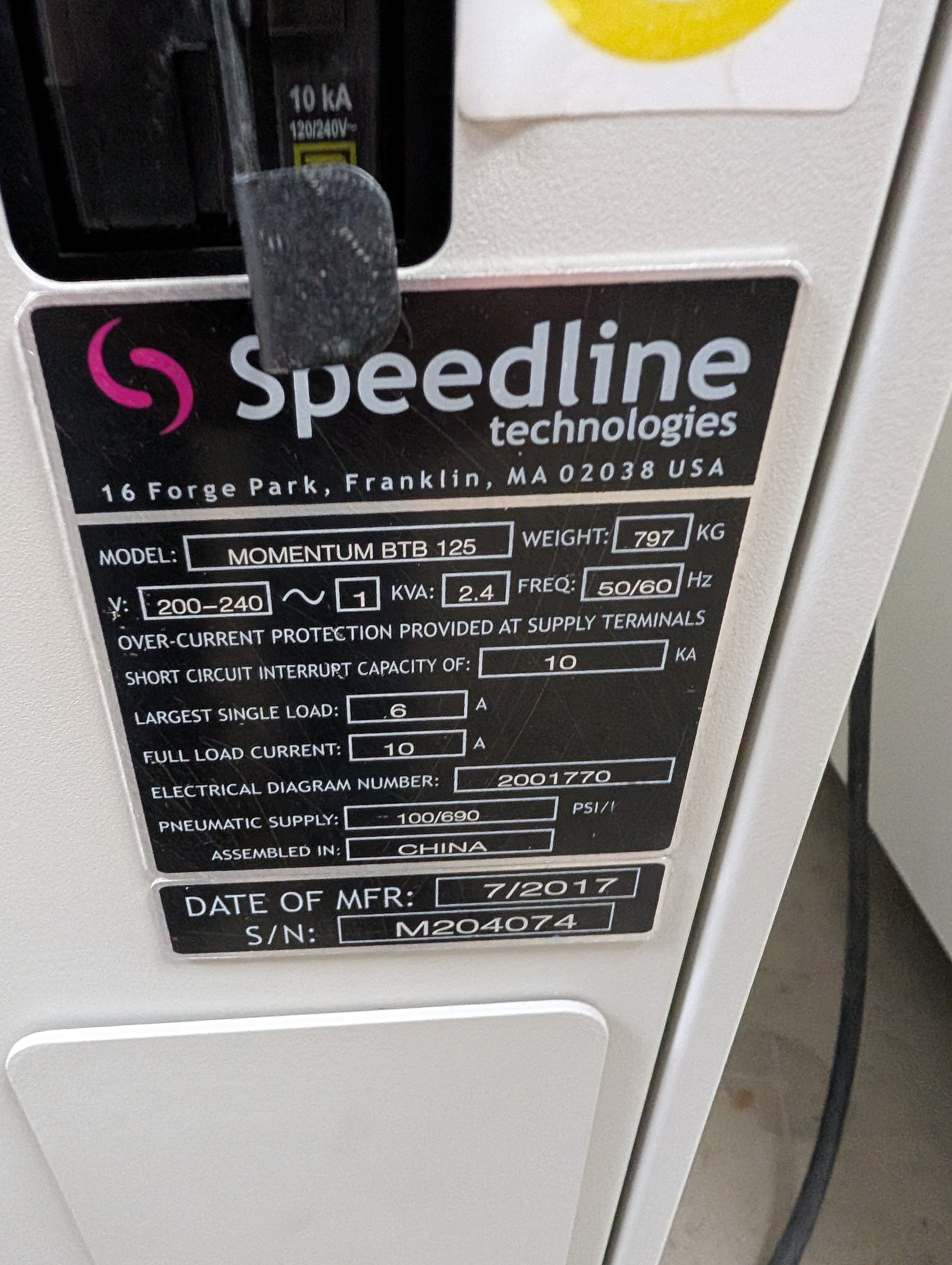 MPM Momentum BTB 125 Screen Printer 2017 # M 204074