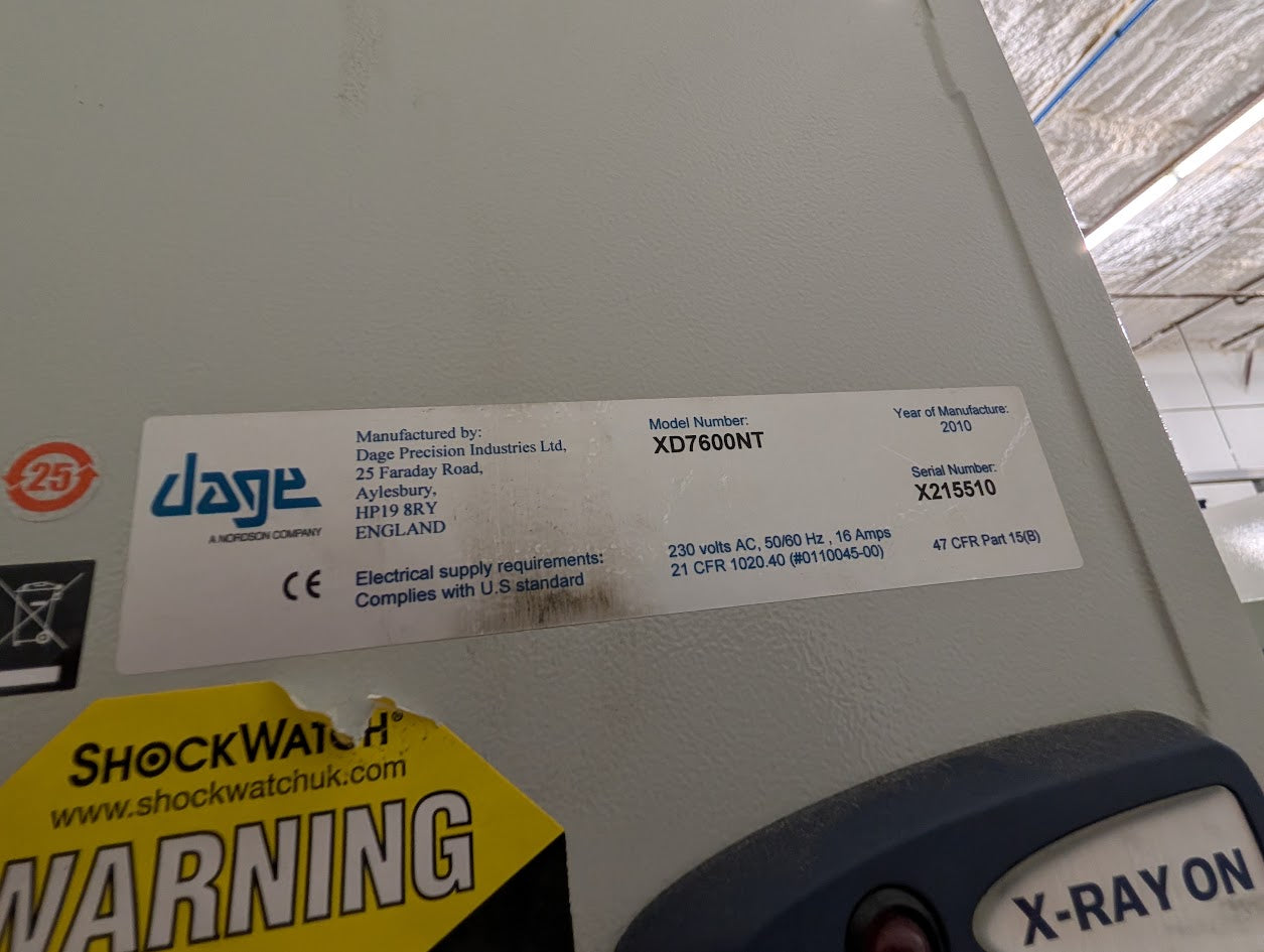 Nordson DAGE XD7600NT 160KV X-ray System #215510- Windows 7