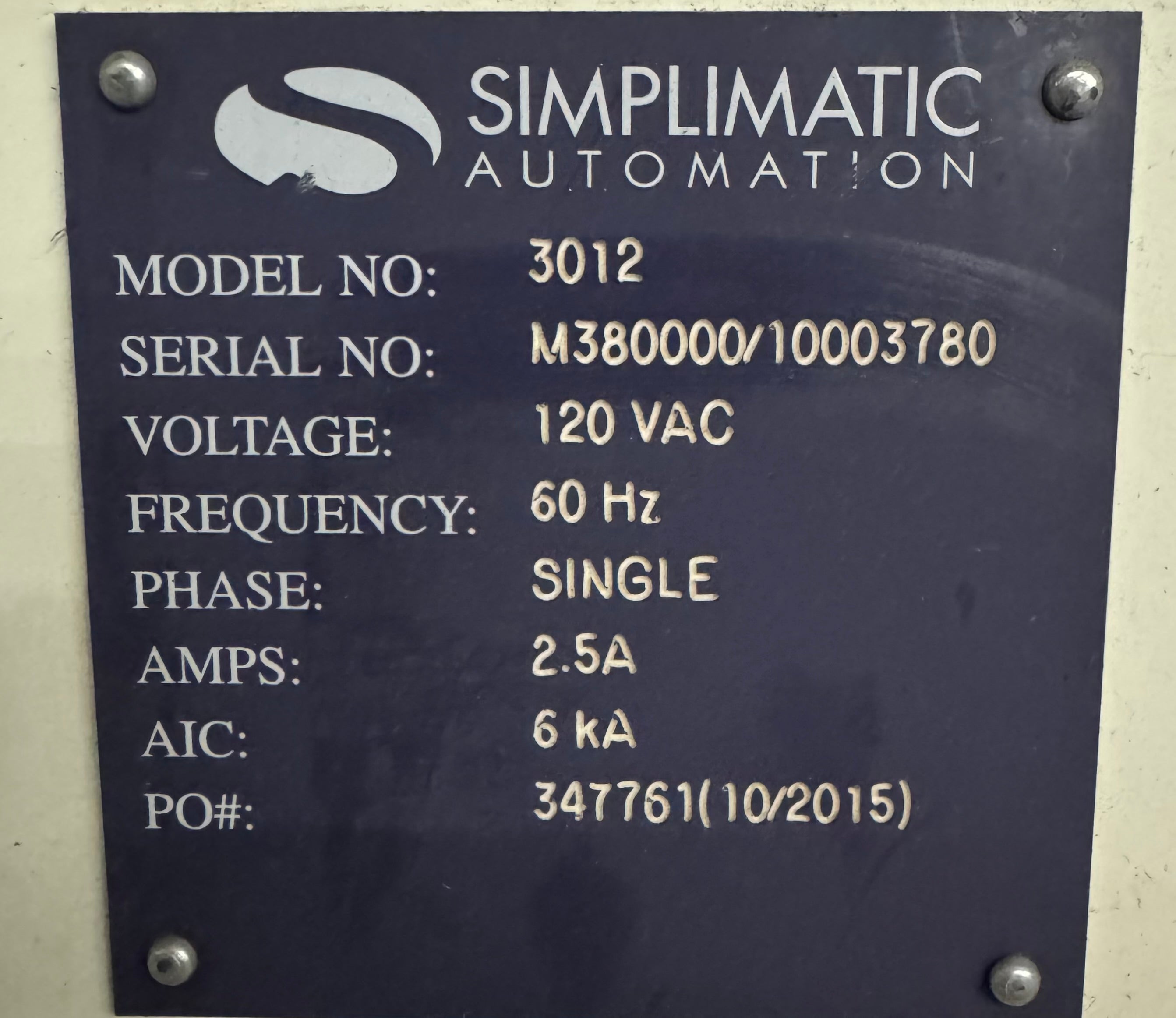Simplimatic Automation Cimtrak 3012 2 Stage Conveyor #M380000