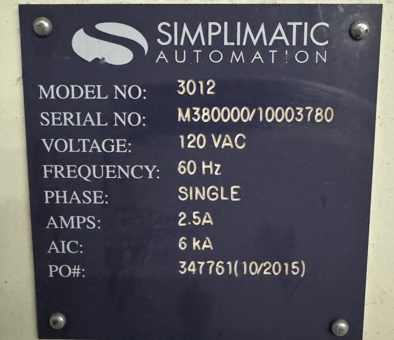 Simplimatic Automation Cimtrak 3012 2 Stage Conveyor