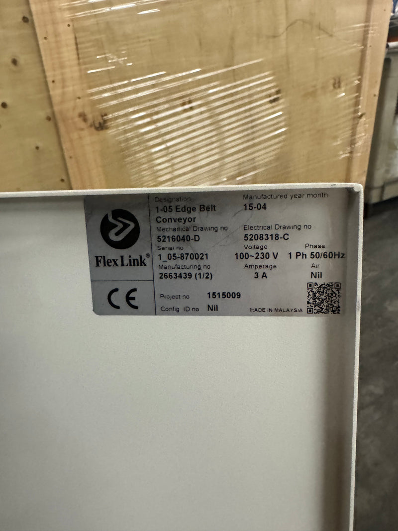 Flexlink 500mm Edge Belt Transfer Conveyor 2015