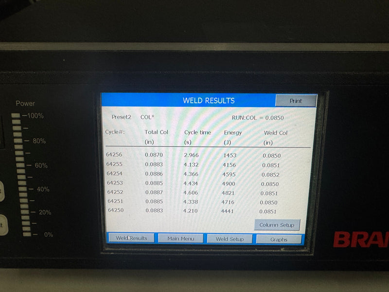 Branson 2000xdt 20:4.0 Ultrasonic Welder 4000 Watts 20 KHZ