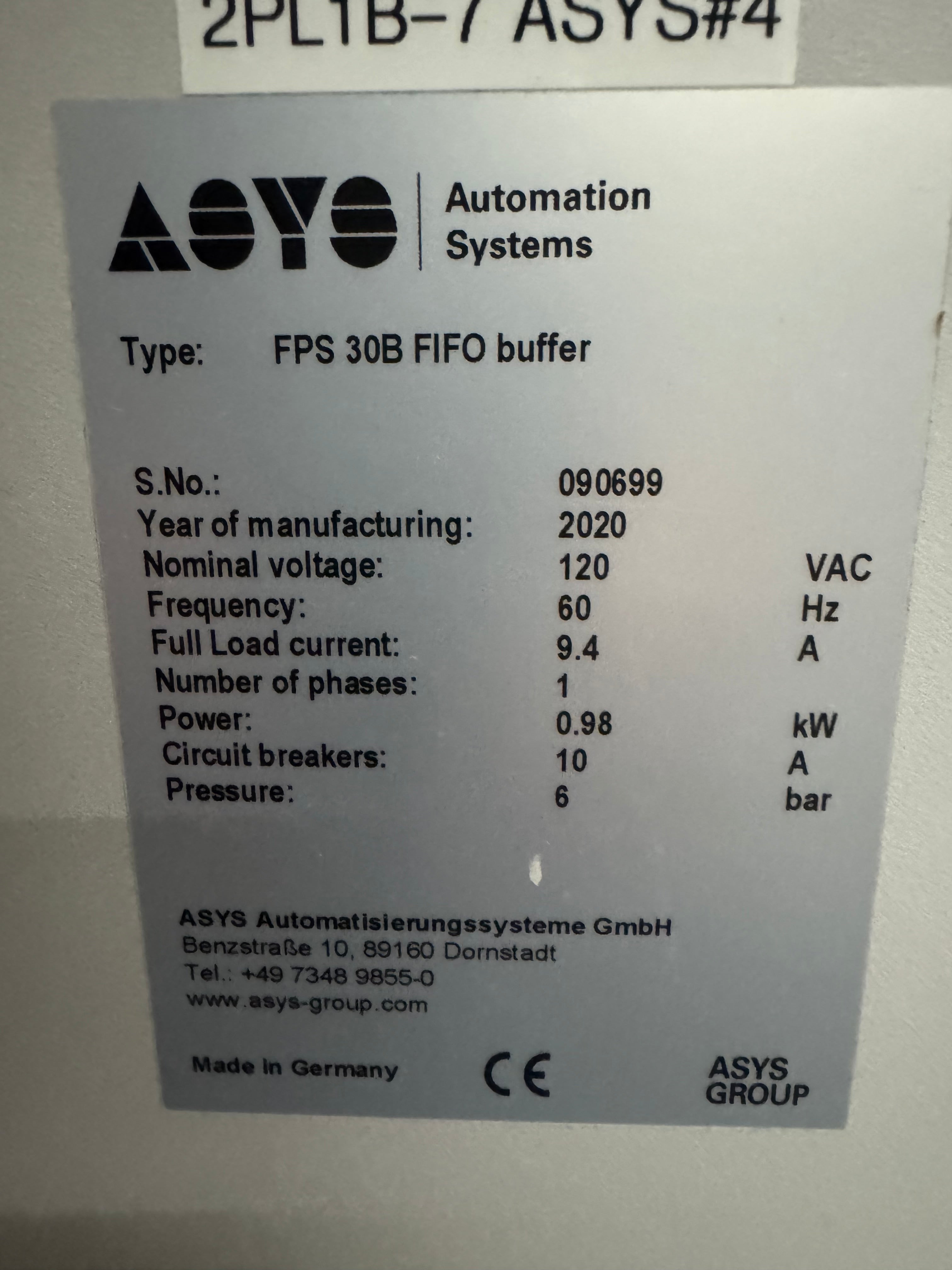 ASYS FPS 30B 30 Board Cooling /  FIFO Buffer # 090699 - 2020
