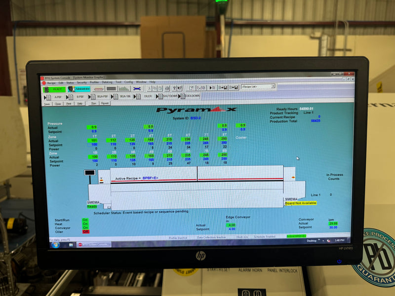 BTU PYRAMAX 100A 8 zone lead free reflow oven