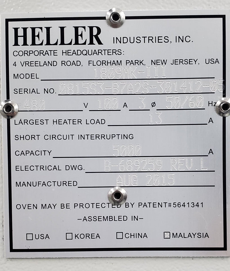 Heller Industries 1809MKIII 9 Zone Lead Free Reflow Oven - 2015
