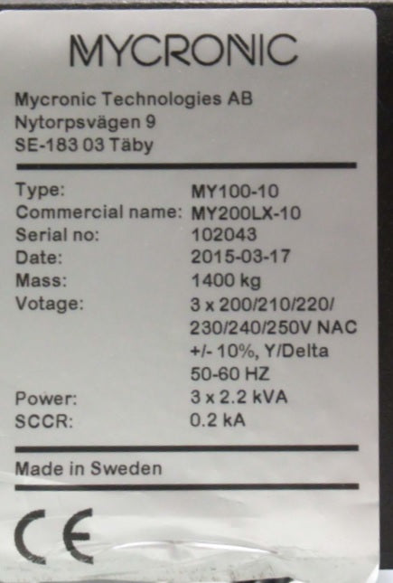 Mycronic My200 LX-10 Pick and Place  2015 #10243