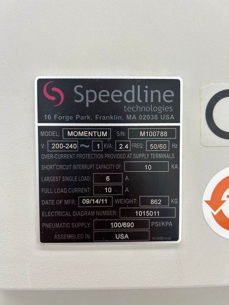 Speedline MPM Momentum Automatic Screen Printer 2011