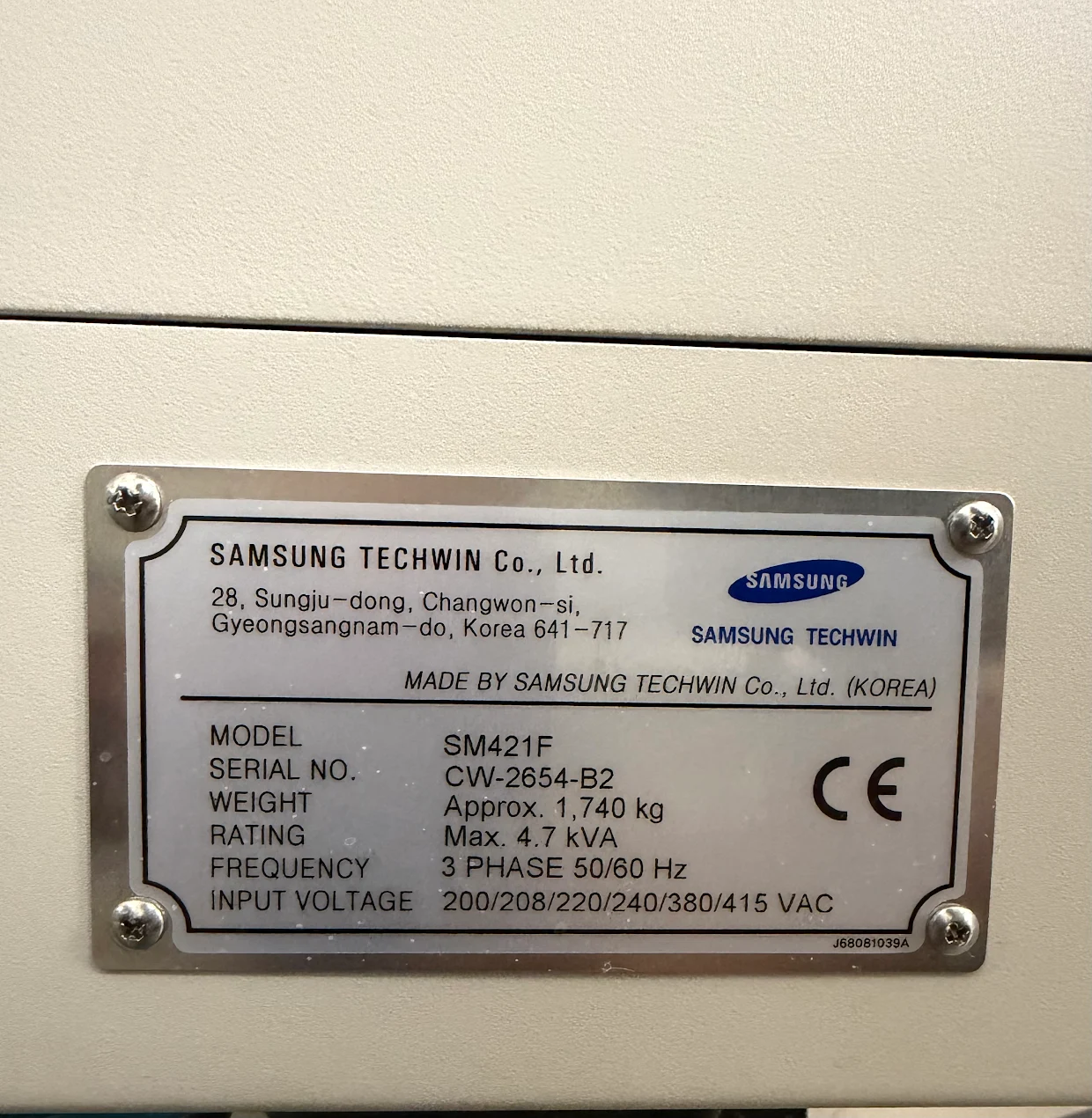 Hanwha Samsung SM421 F Pick and Place Machine #CW-2654-B2