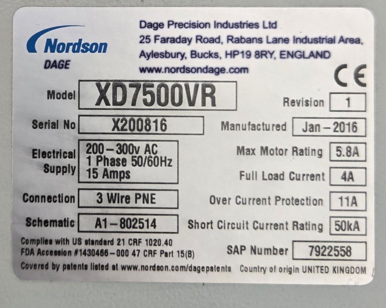Nordson DAGE XD7500VR Jade FP 160KV X-Ray System #X200816
