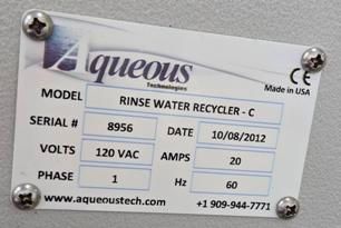 Aqueous Technologies Trident -LD Batch Wash with Eco-Cycler - 2012