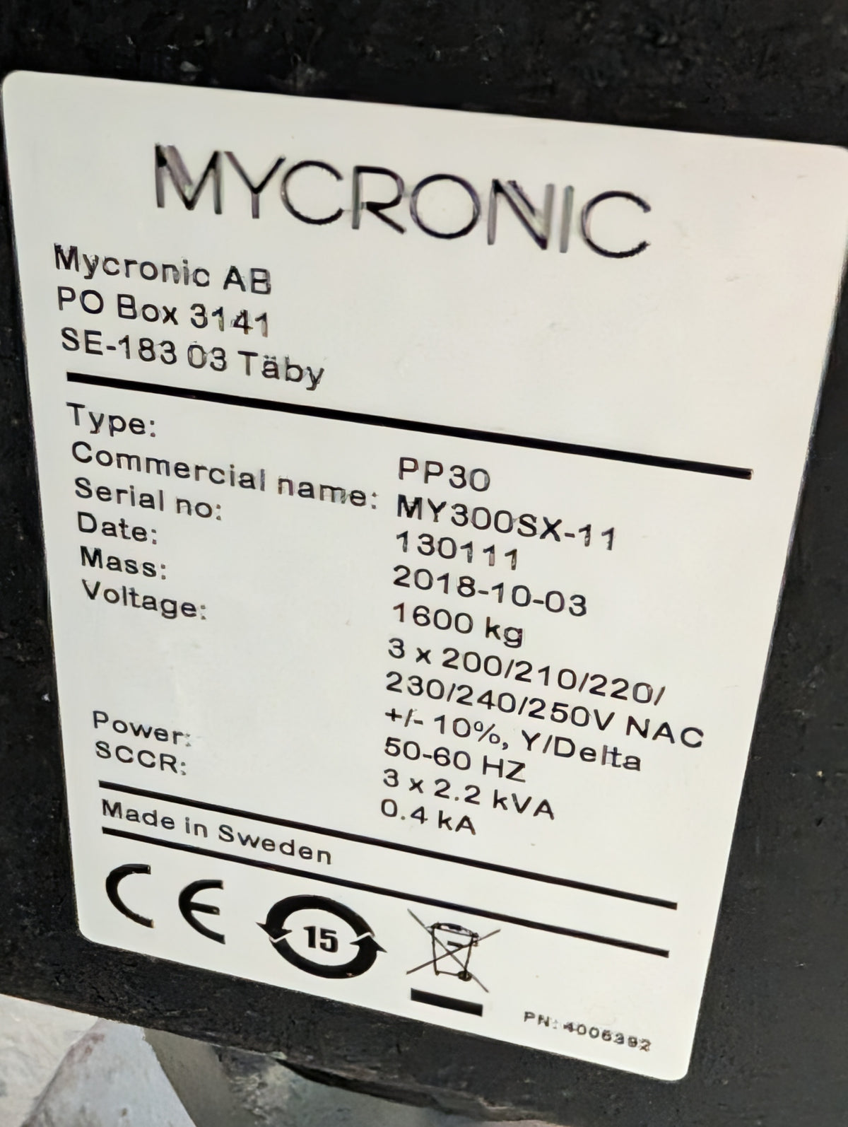 Mycronic My300 SX-11 — S/N 13011 [portal-media:fe3d4d1f4b80fbf11ebda1bb15f50d7a8e84e6cab45f2b08127f5f5a3382e934:166]