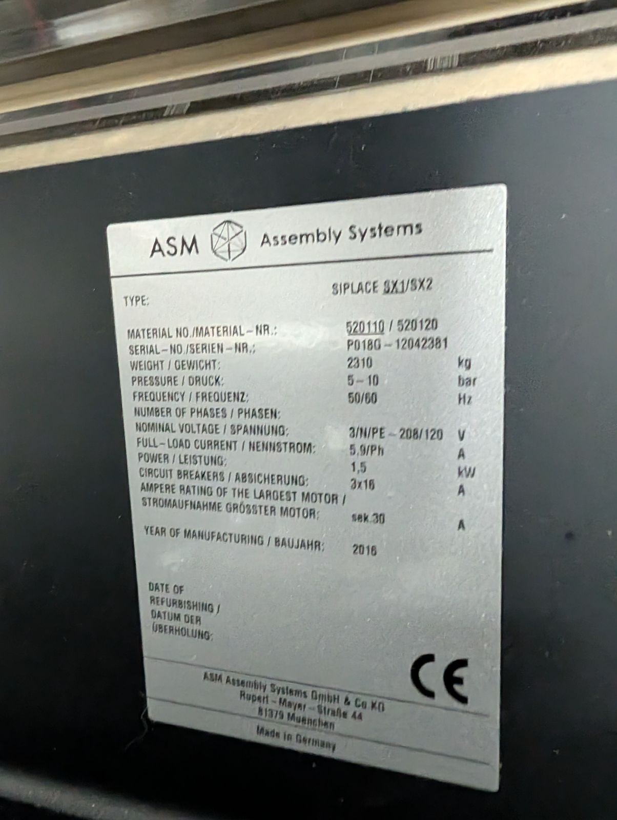 ASM SX1 Pick and Place - Low usage -2016  #12042381