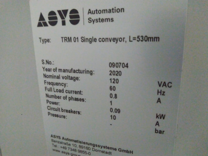 Assy Vego Dynamic TRM 01 Transfer Conveyor Length 530mm